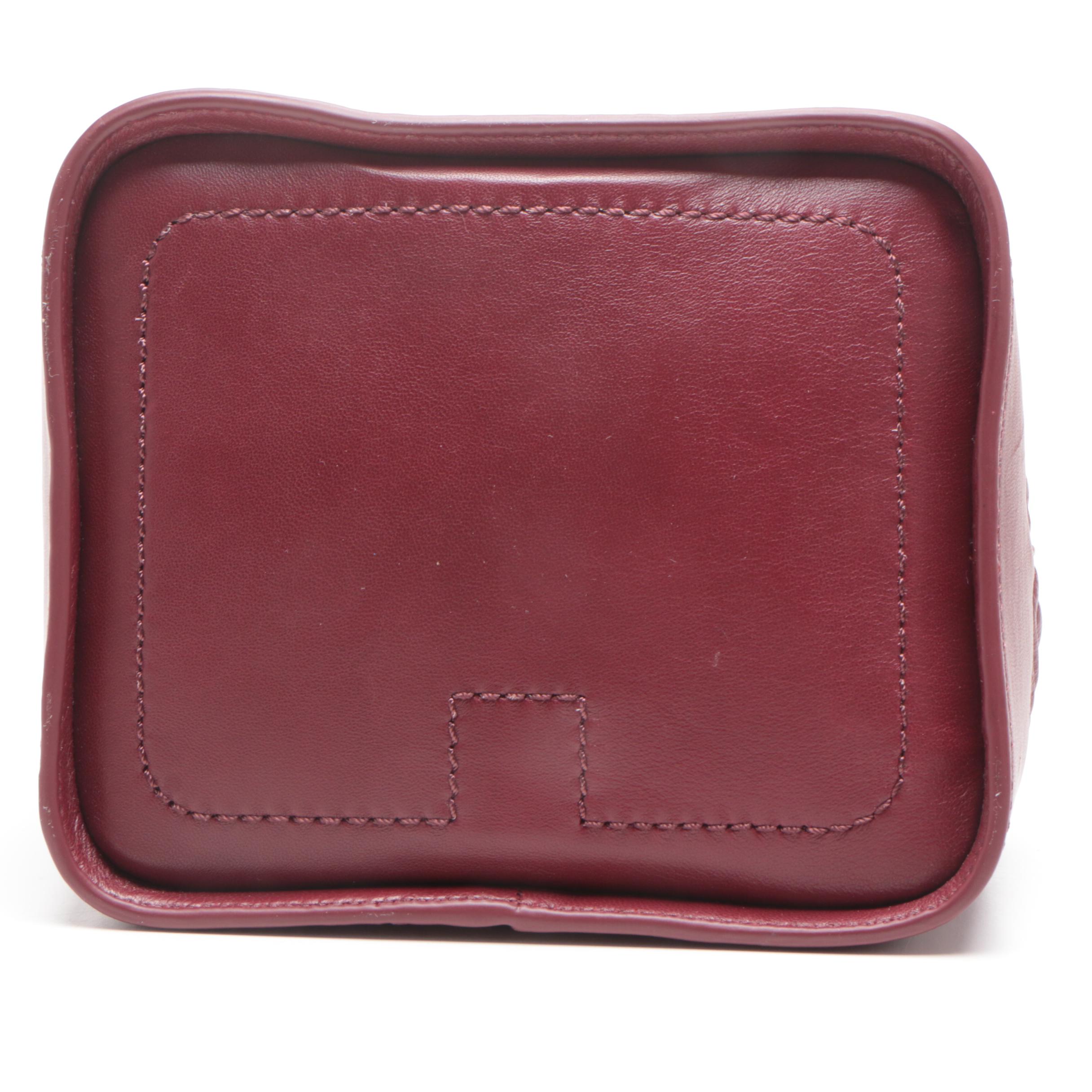 Tory Burch Fleming Garnet Leather Mini Bucket Bag