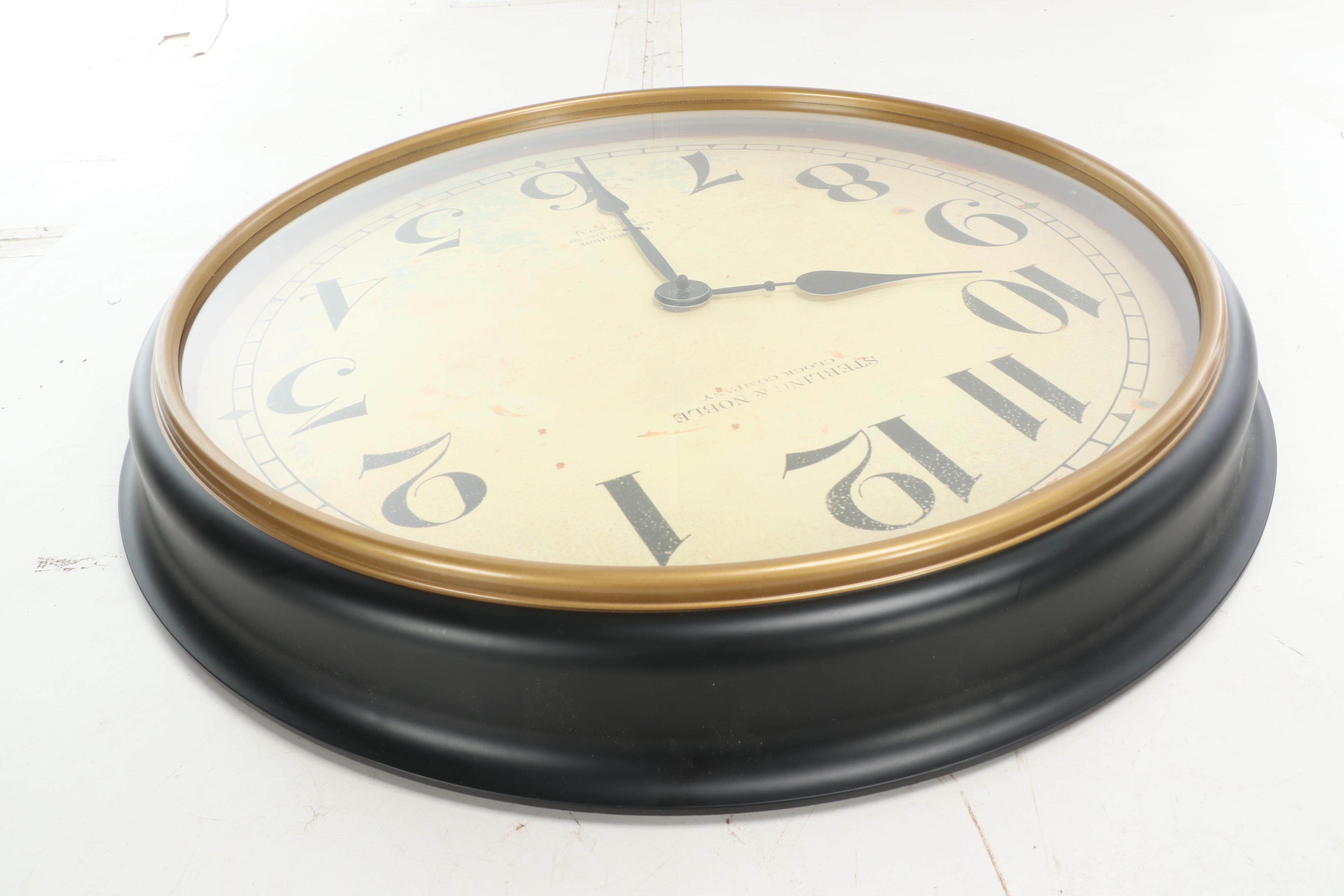 Sterling & Noble Faux Enamel Face Wall Clock