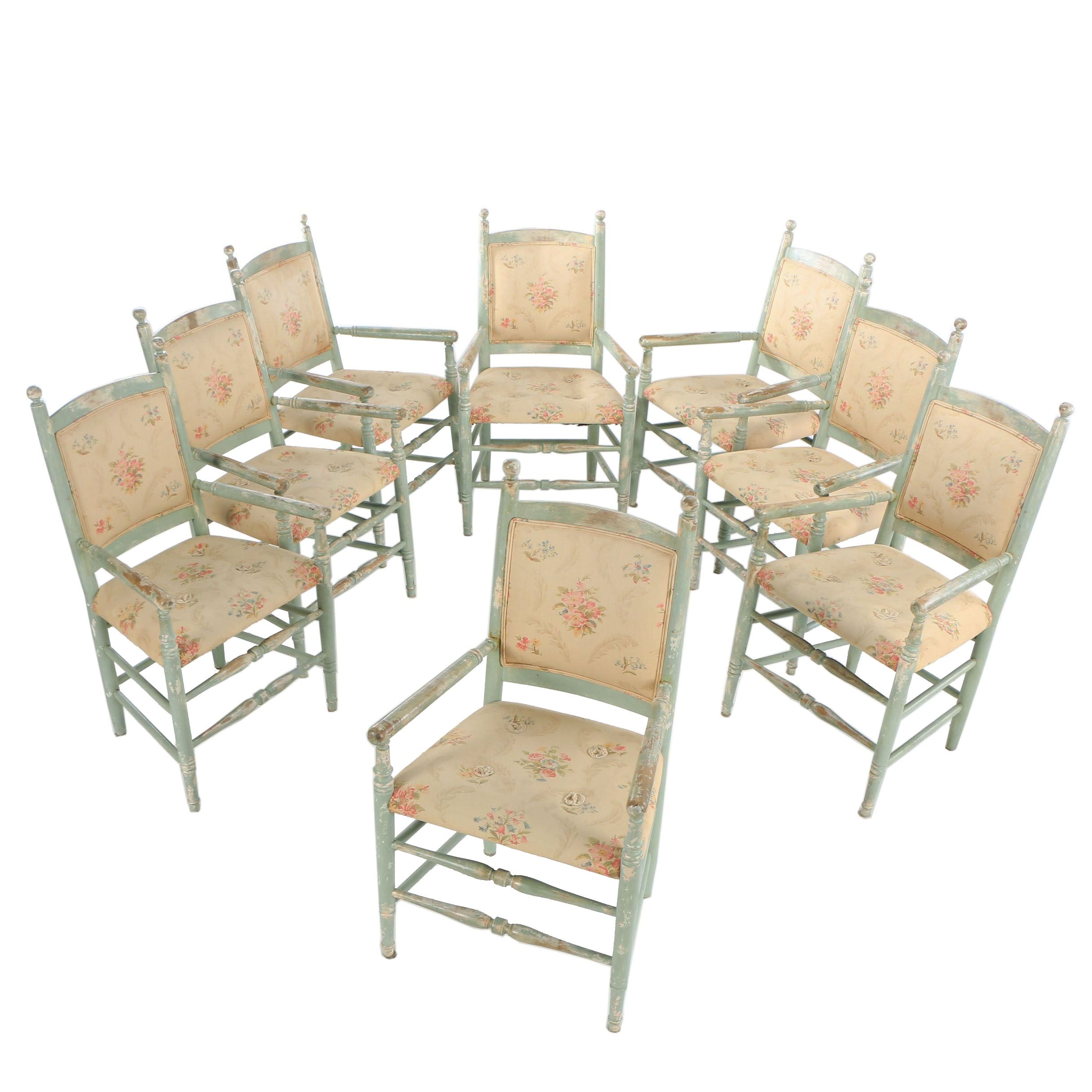 Richard Mulligan Upholstered Wooden Dining Chairs, Late 20th Century