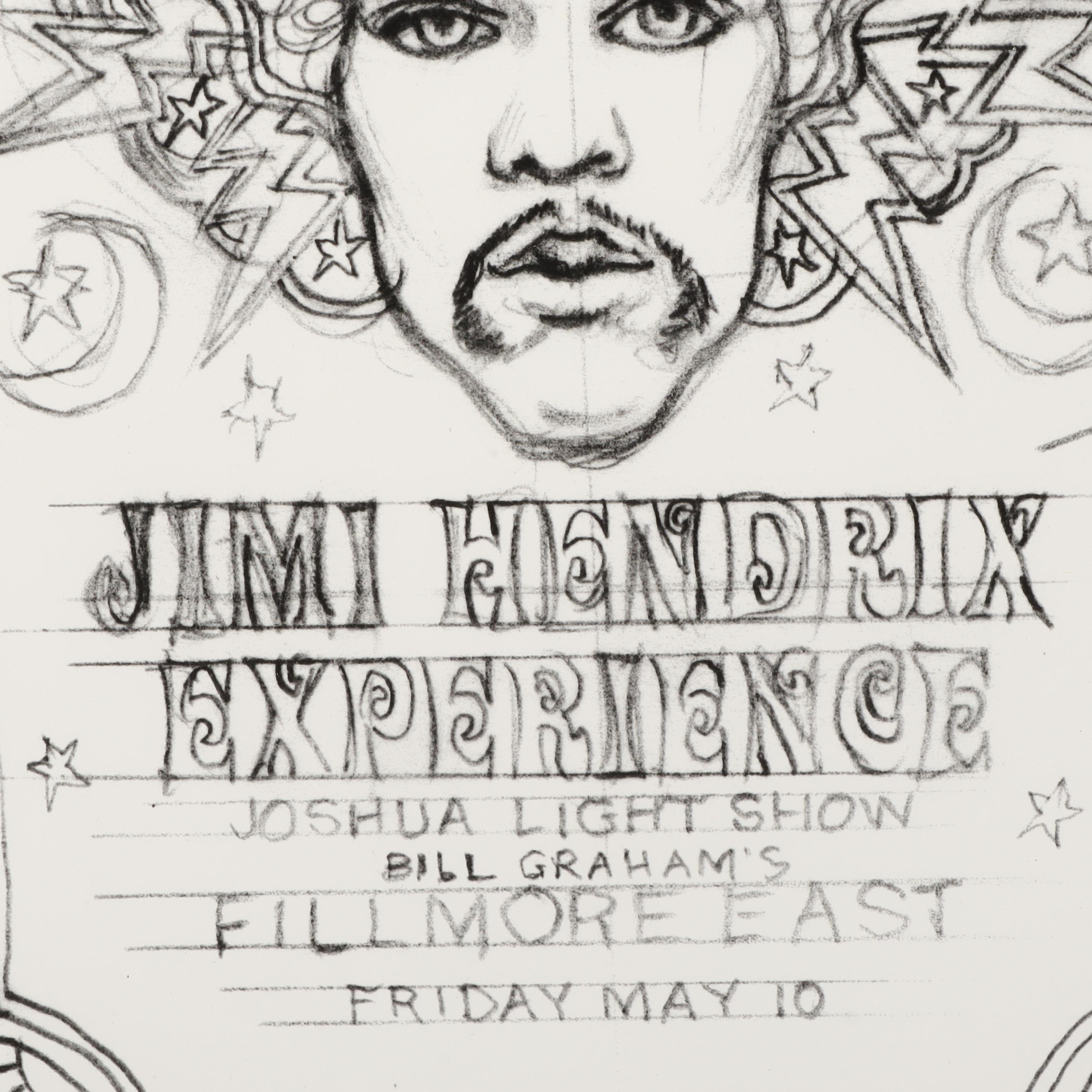 David Edward Byrd Artist Proof Giclée Jimi Hendrix Poster and Sketch Concept