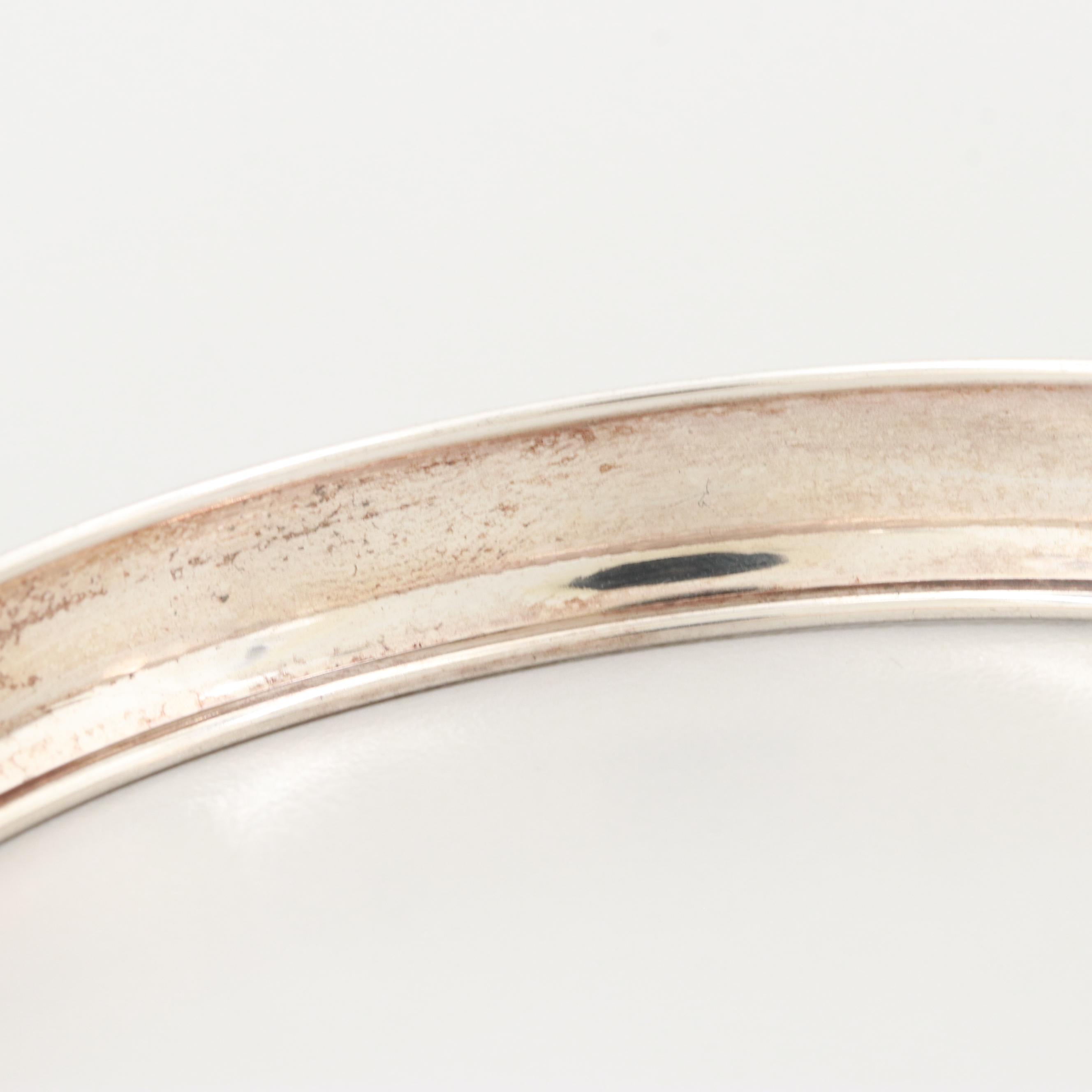 Sterling Silver Bangle Bracelet with Diamond Cut Finish