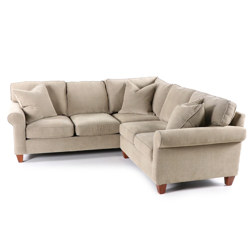 Haverty's Furniture Corey Grey Fabric-Upholstered Sectional Sofa, Contemporary