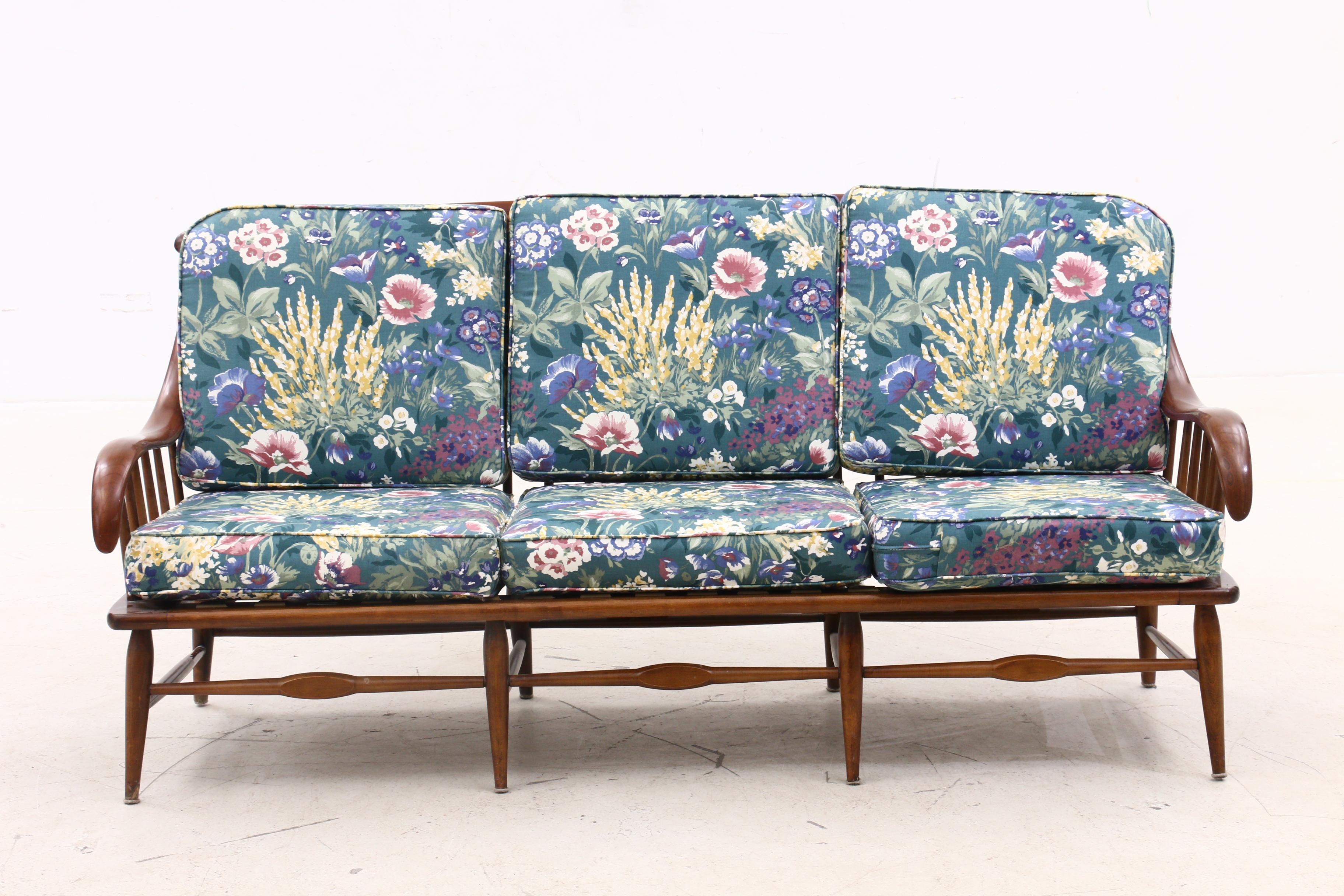 Mid Century Modern Heywood Wakefield Cherry Sofa and Arm Chair, Circa 1950s