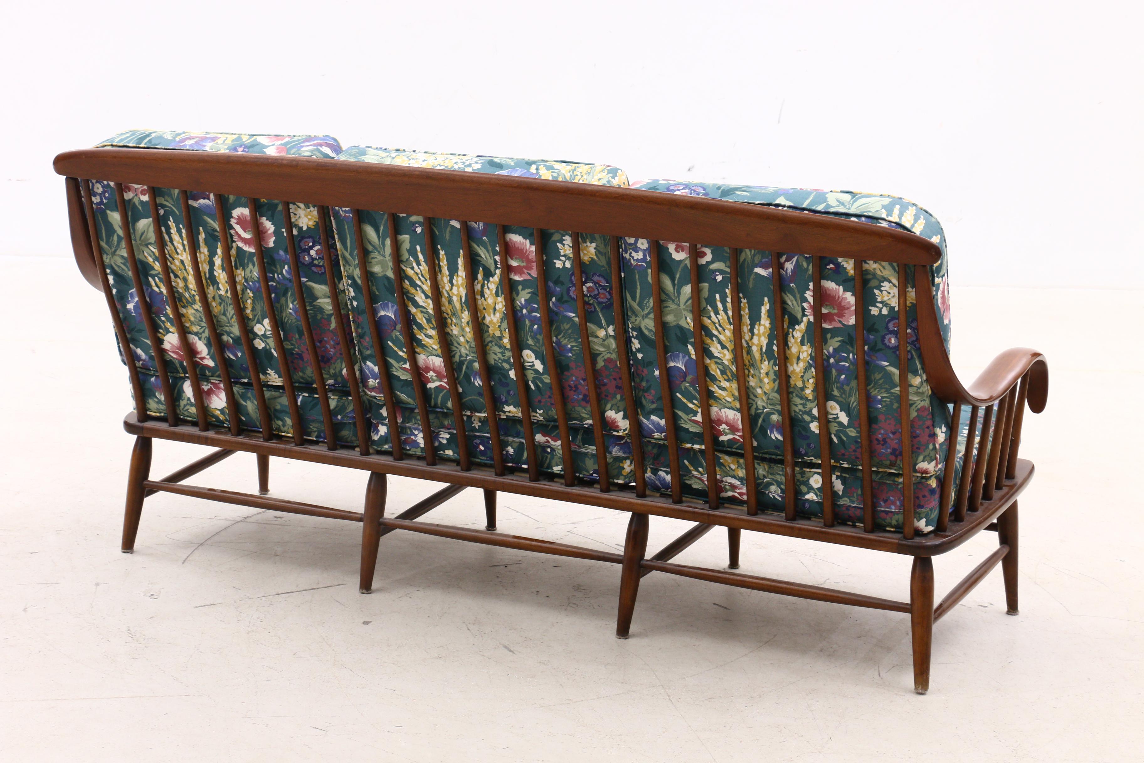 Mid Century Modern Heywood Wakefield Cherry Sofa and Arm Chair, Circa 1950s