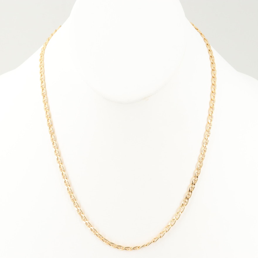 Gold Wash Sterling Silver Mariner Chain Necklace