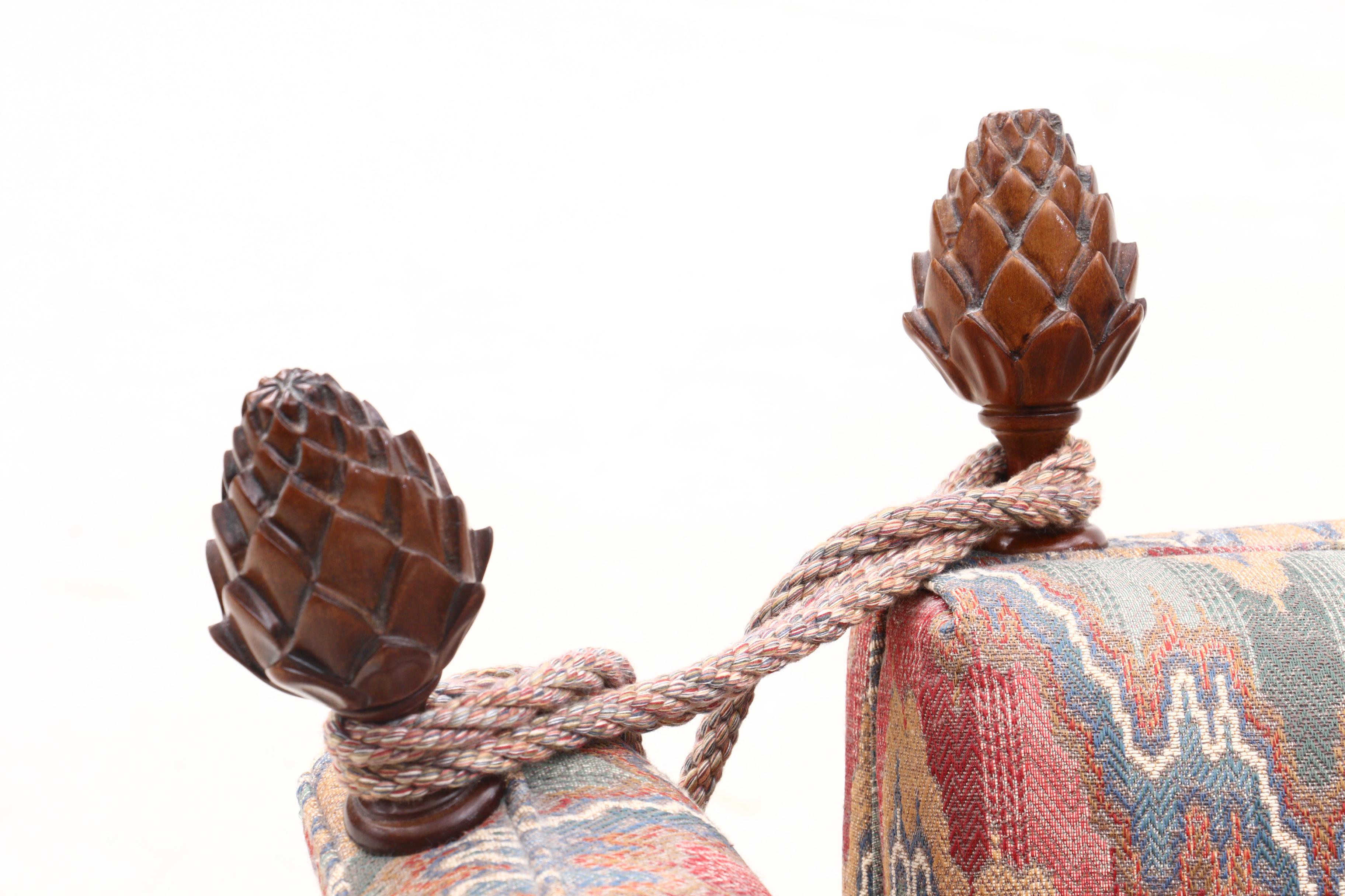 Baker Furniture Flame Stitch-Upholstered Knole-Style Sofa, 1980s