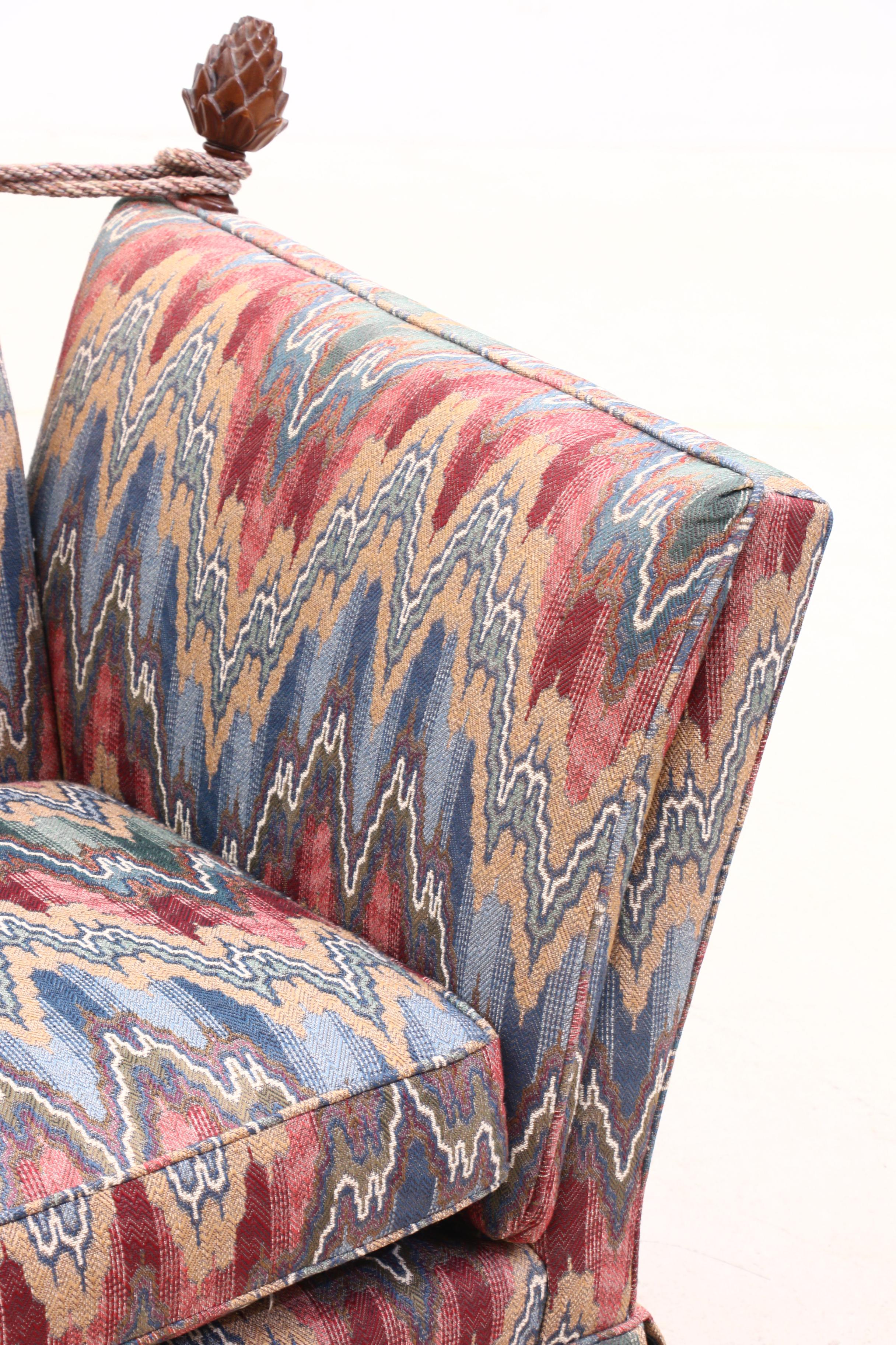 Baker Furniture Flame Stitch-Upholstered Knole-Style Sofa, 1980s