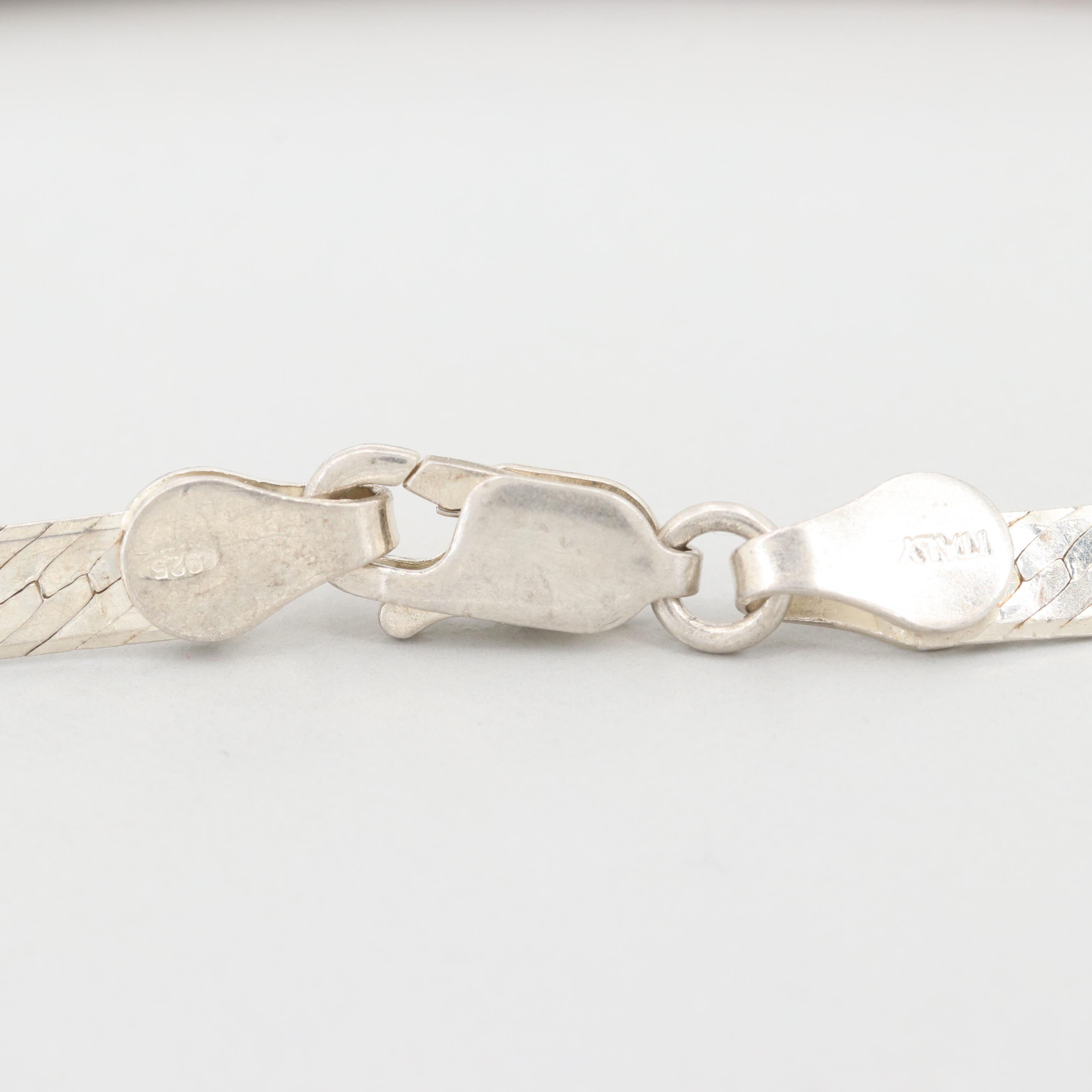 Sterling Silver Herringbone Chain Bracelet