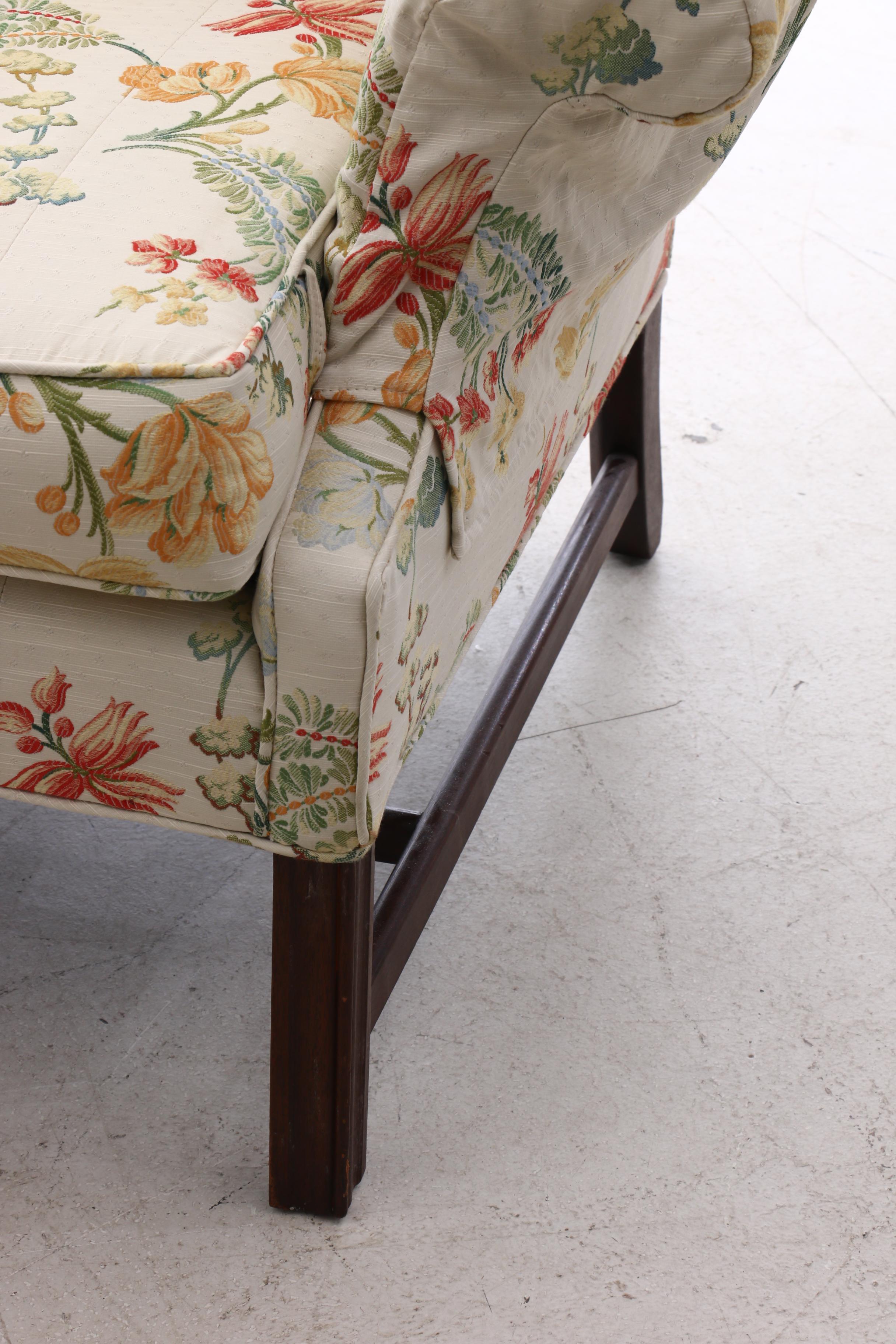 Camelback Sofa with Embroidered Floral Motifs