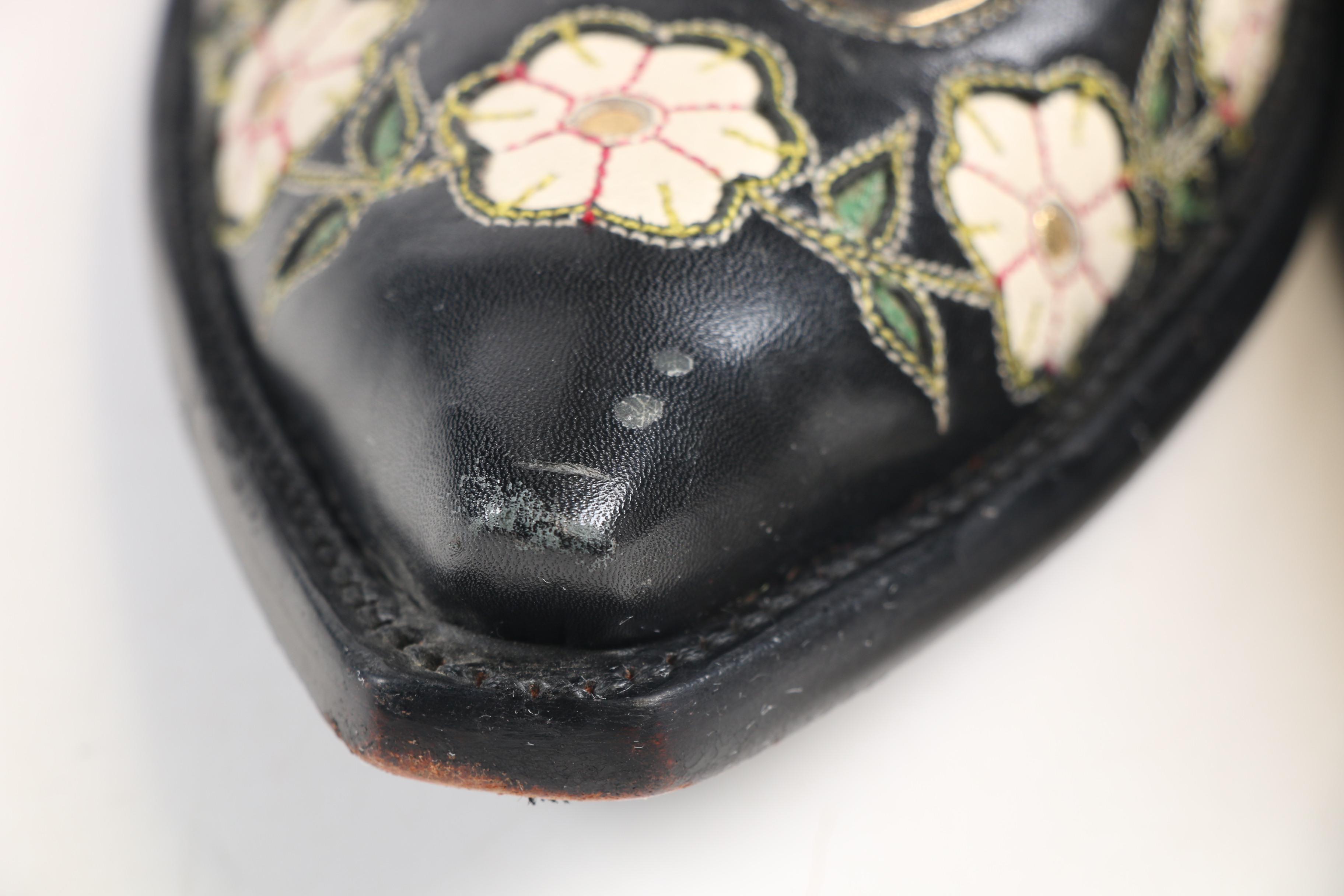 Custom Made Back At The Ranch Santa Fe Cowboy Boots with Butterflies and Florals