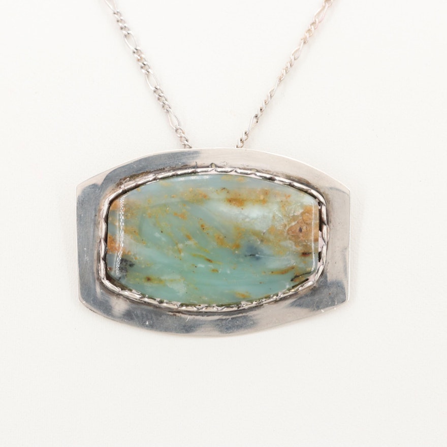 Chrysocolla Sterling Silver Pendant with Chain