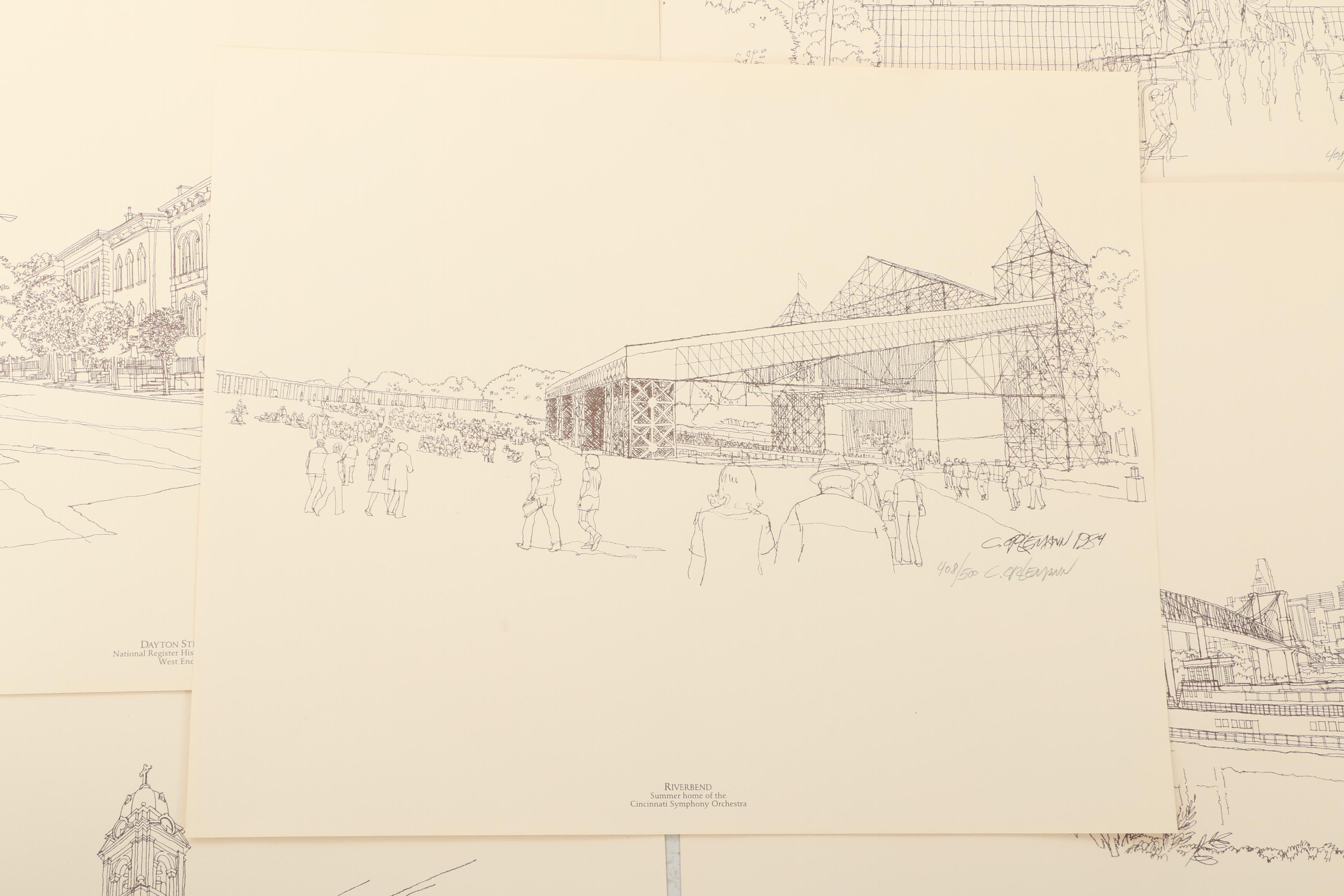 C. Orlemann Lithograph Prints of Cincinnati Landmarks