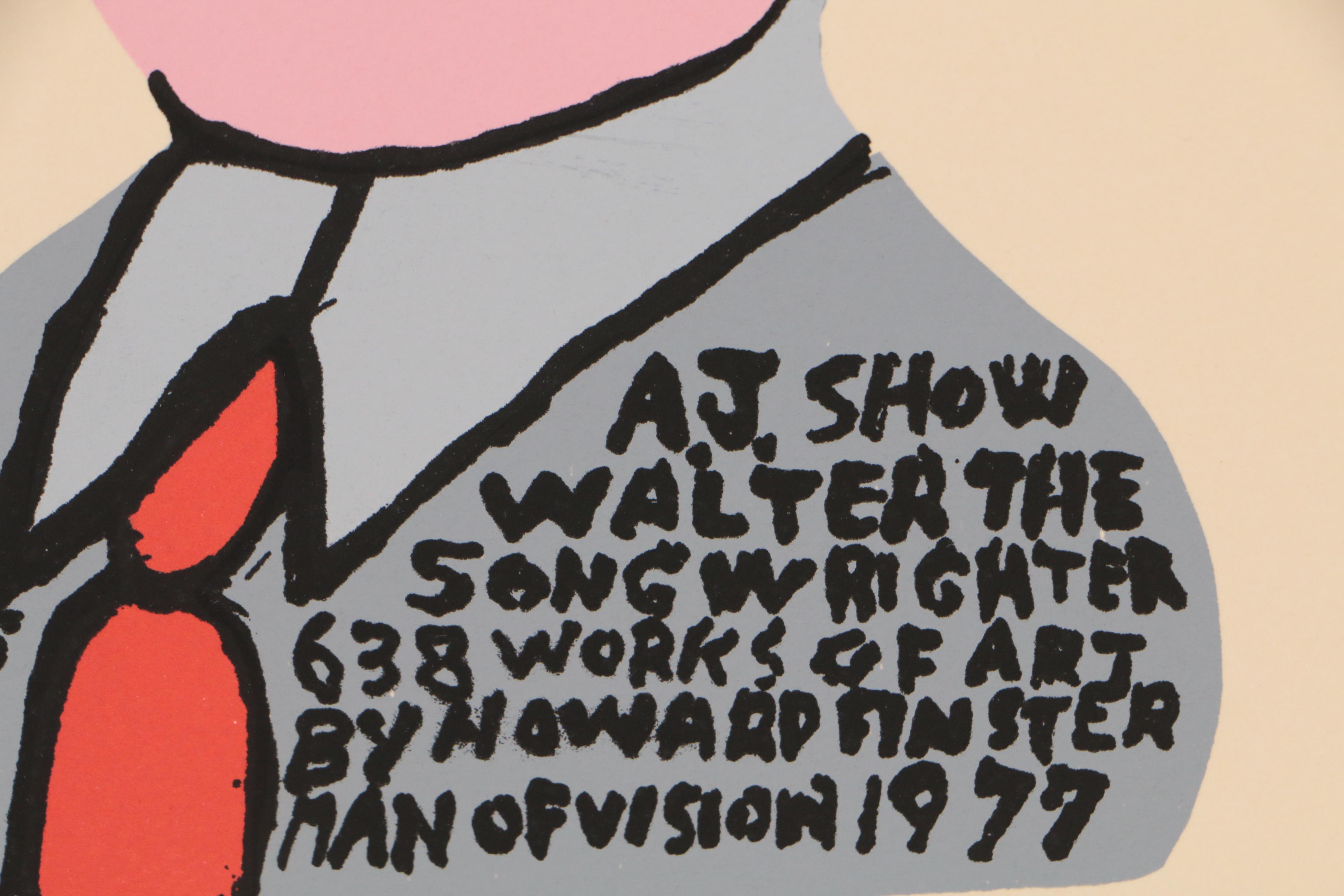 Howard Finster 1977 Serigraph "A.J. Showwalter The Songwrighter"