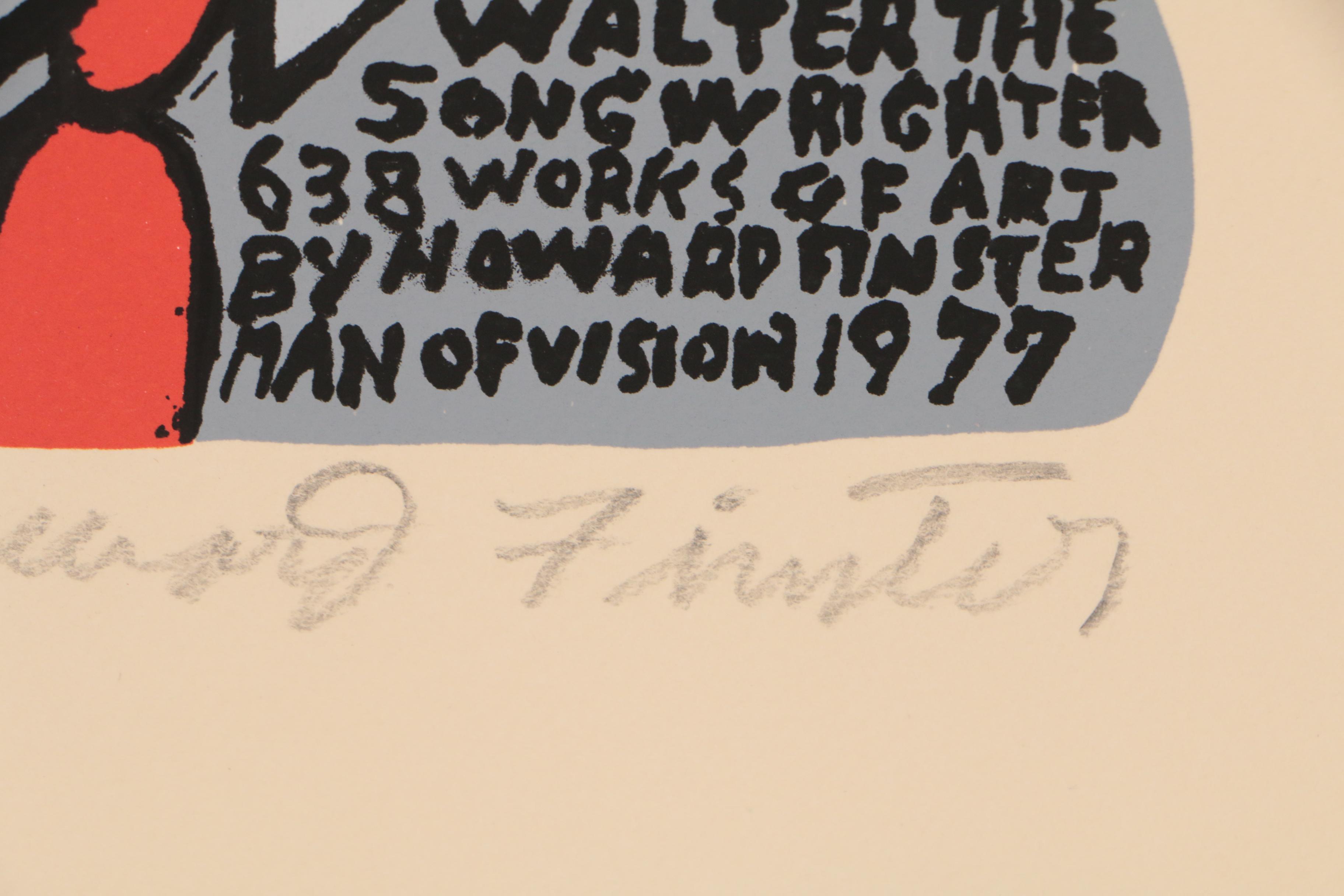 Howard Finster 1977 Serigraph "A.J. Showwalter The Songwrighter"