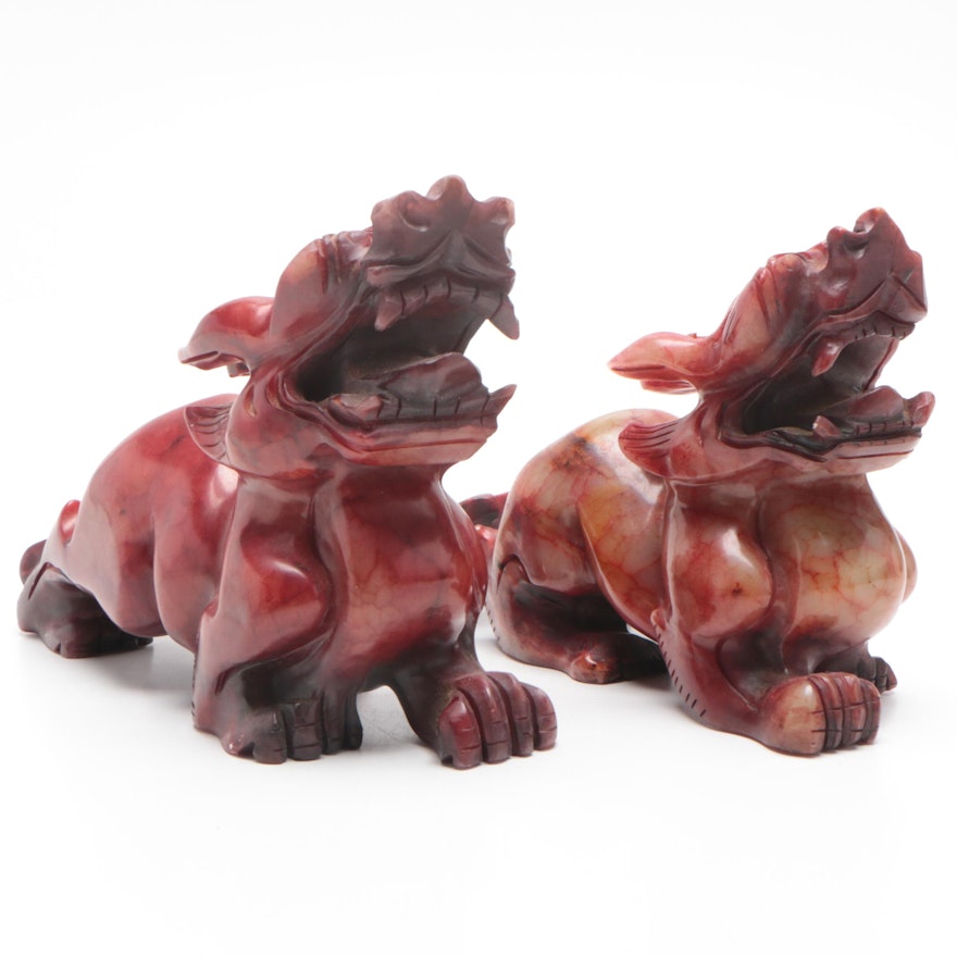 Chinese Jasper Dragon Bookends