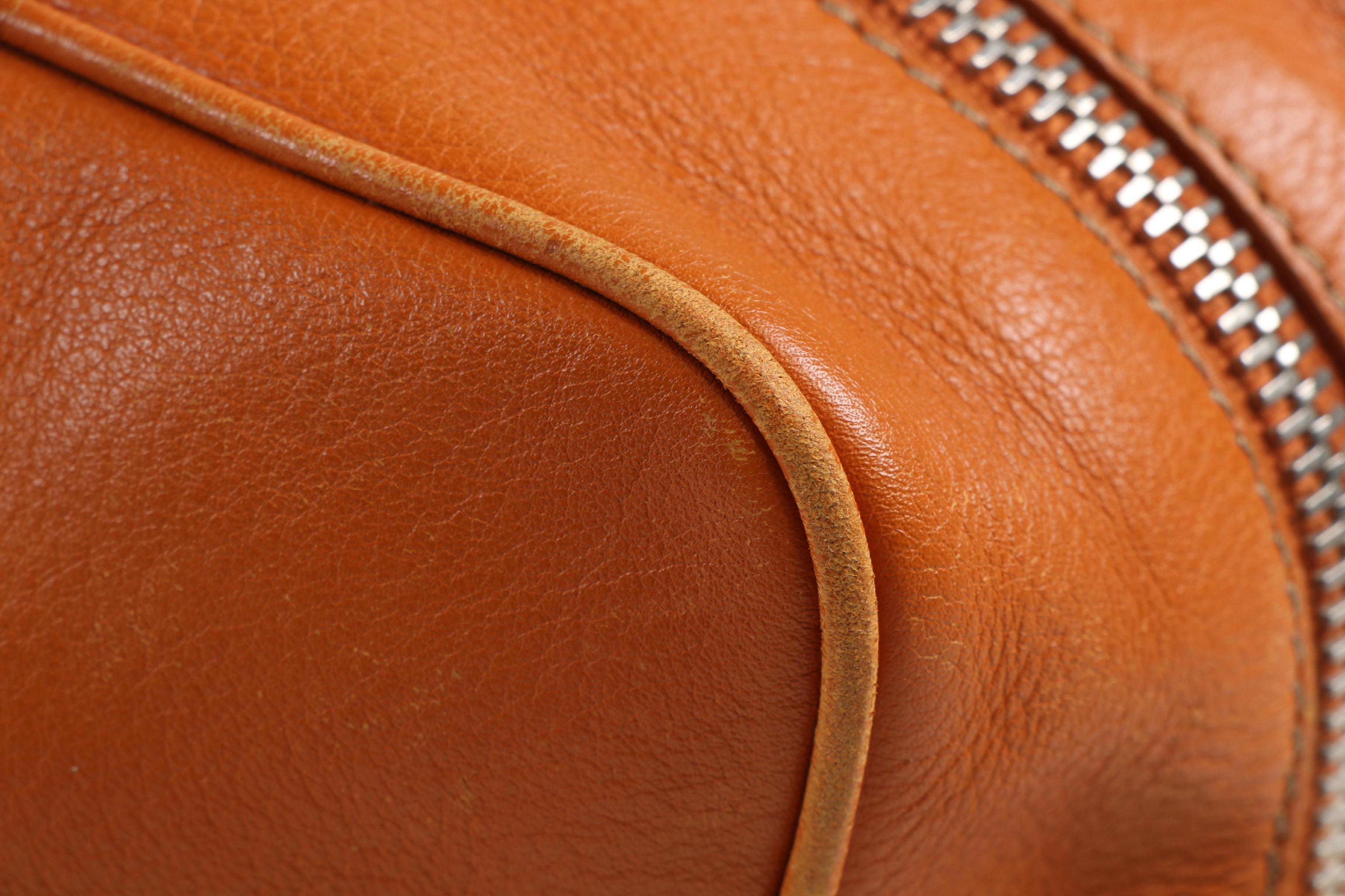 Prada Bauletto Bag in Honey-Orange Grained Leather
