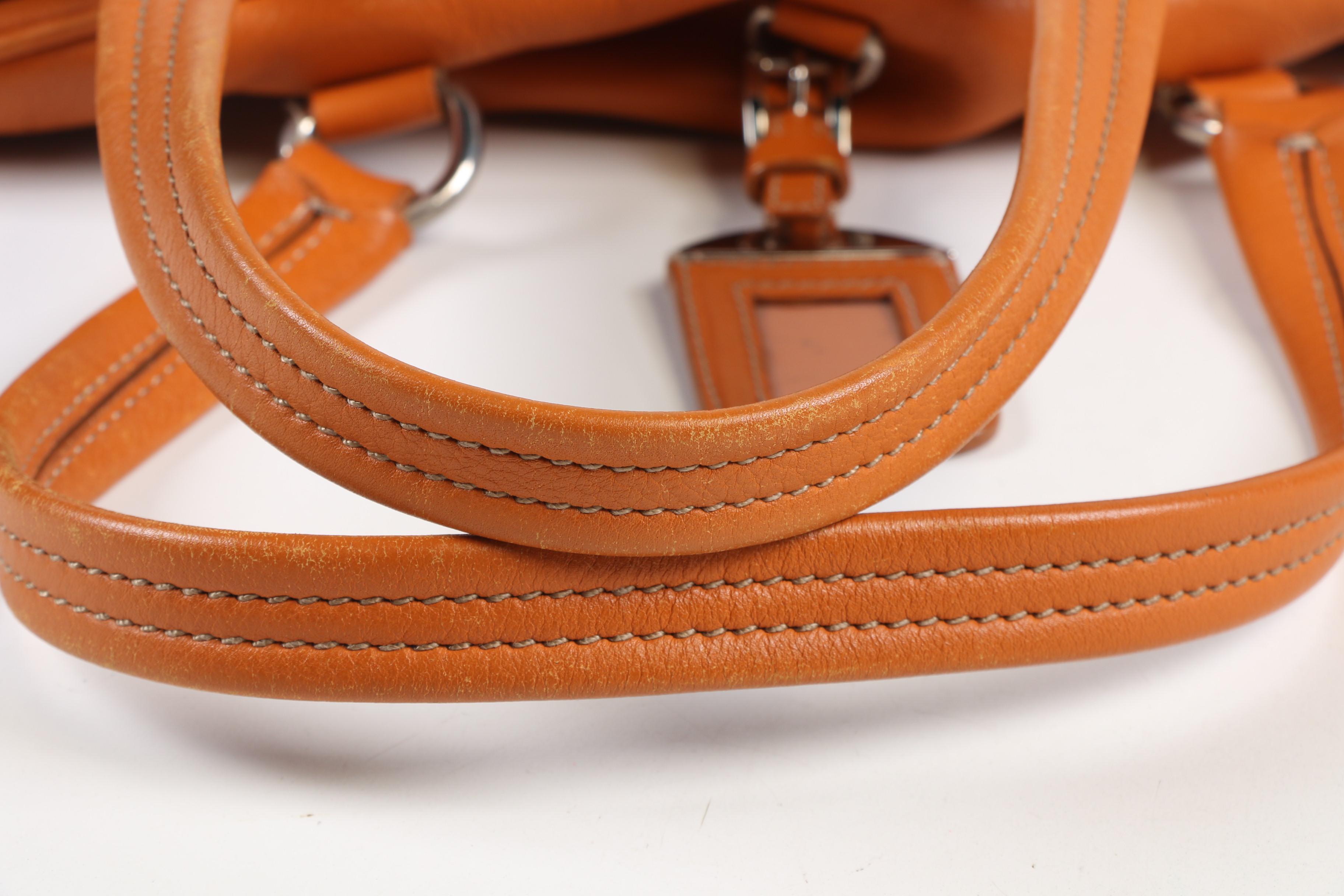 Prada Bauletto Bag in Honey-Orange Grained Leather