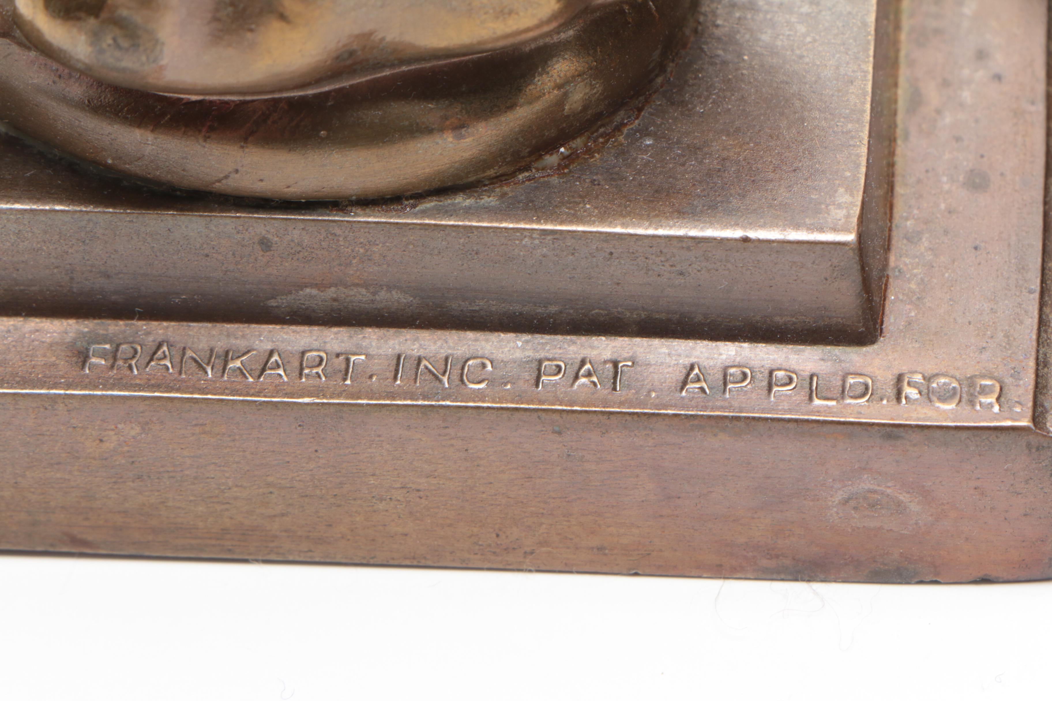 Frankart Bronze Bust Bookends with Jerome L. Cox "Florence Nightingale" Bust