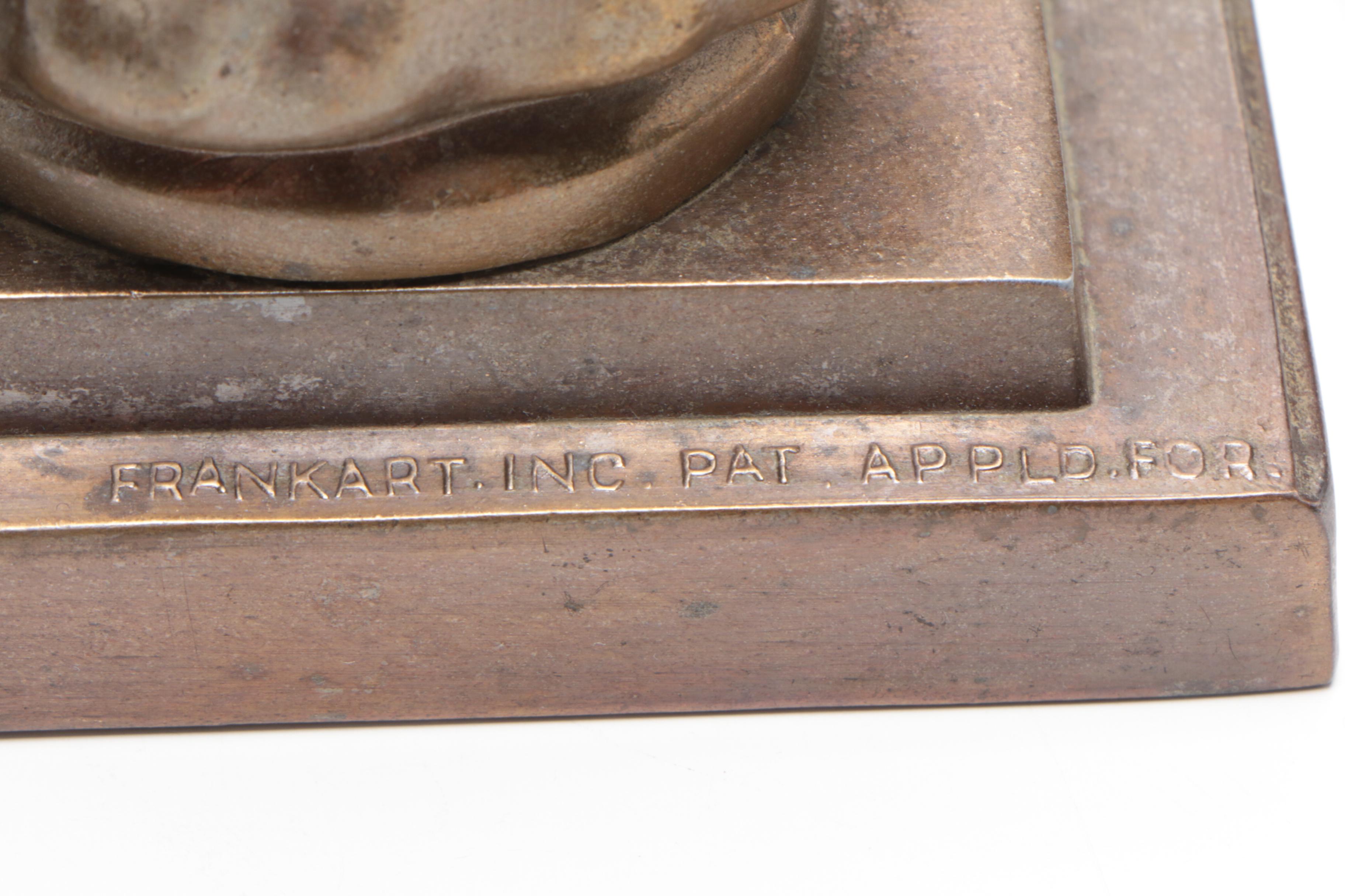 Frankart Bronze Bust Bookends with Jerome L. Cox "Florence Nightingale" Bust