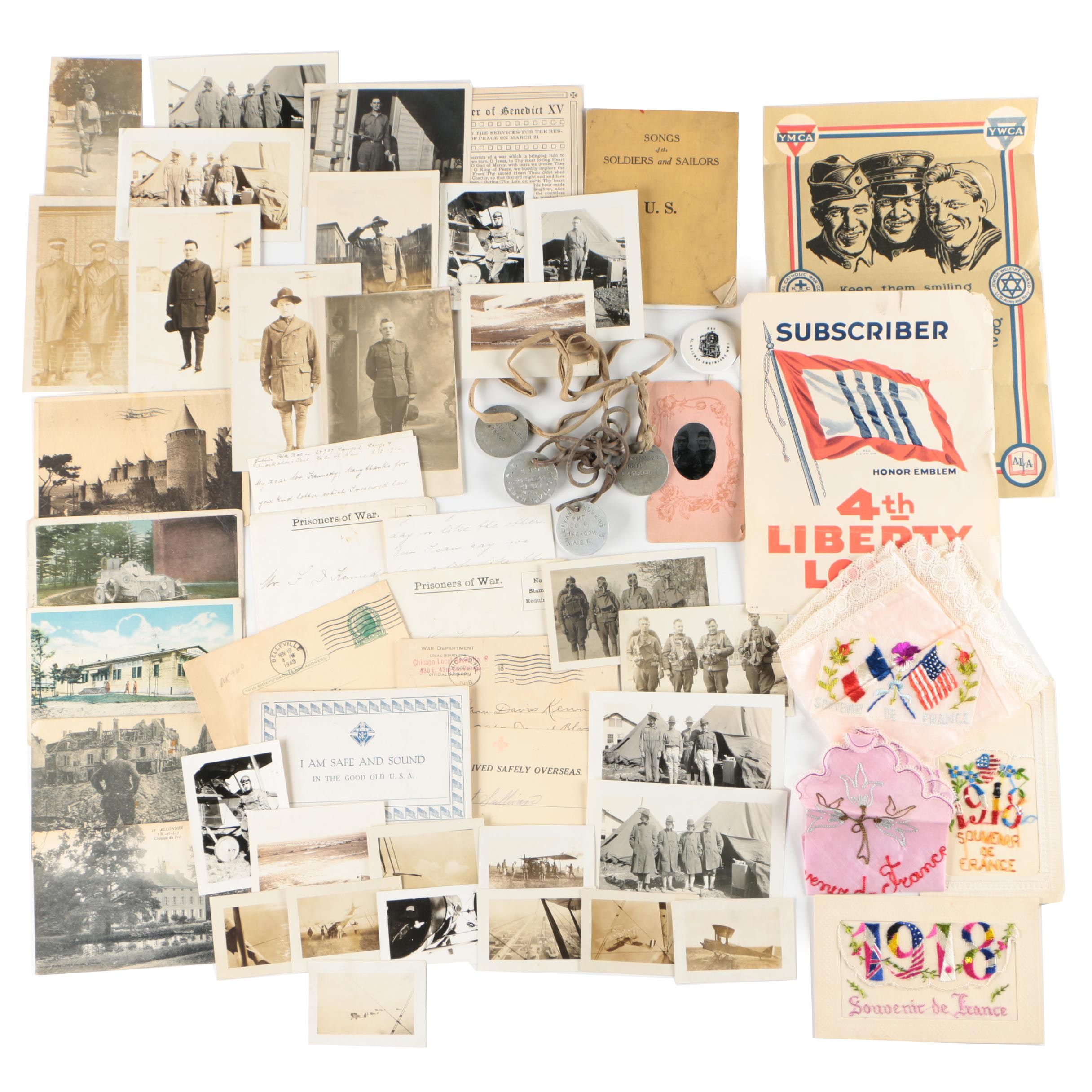 WWI Soldier Mementos, Photographs, Postcards, P.O.W. Letters, and More, 1910s