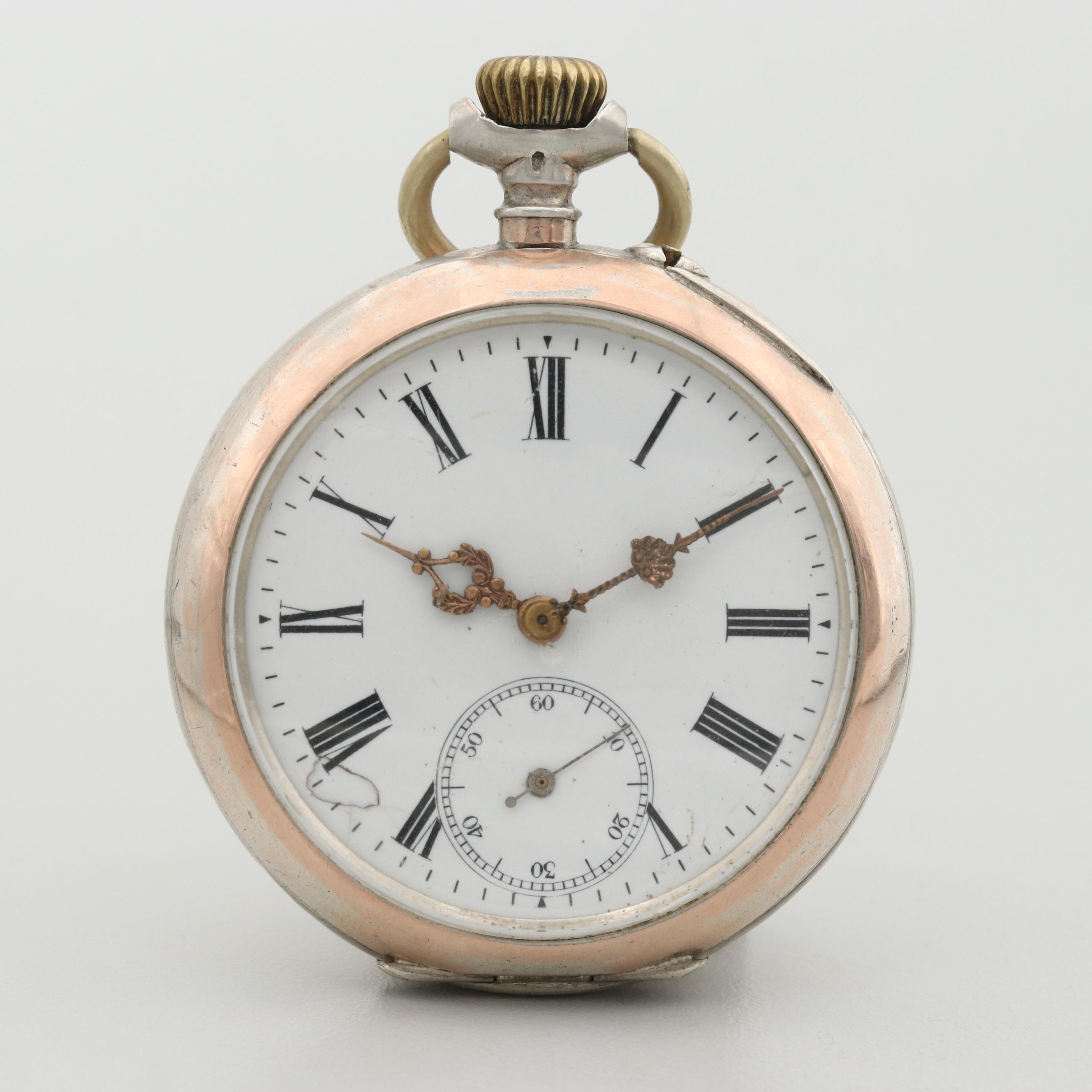Antique Galonne Swiss 800 Silver Open Face Pocket Watch