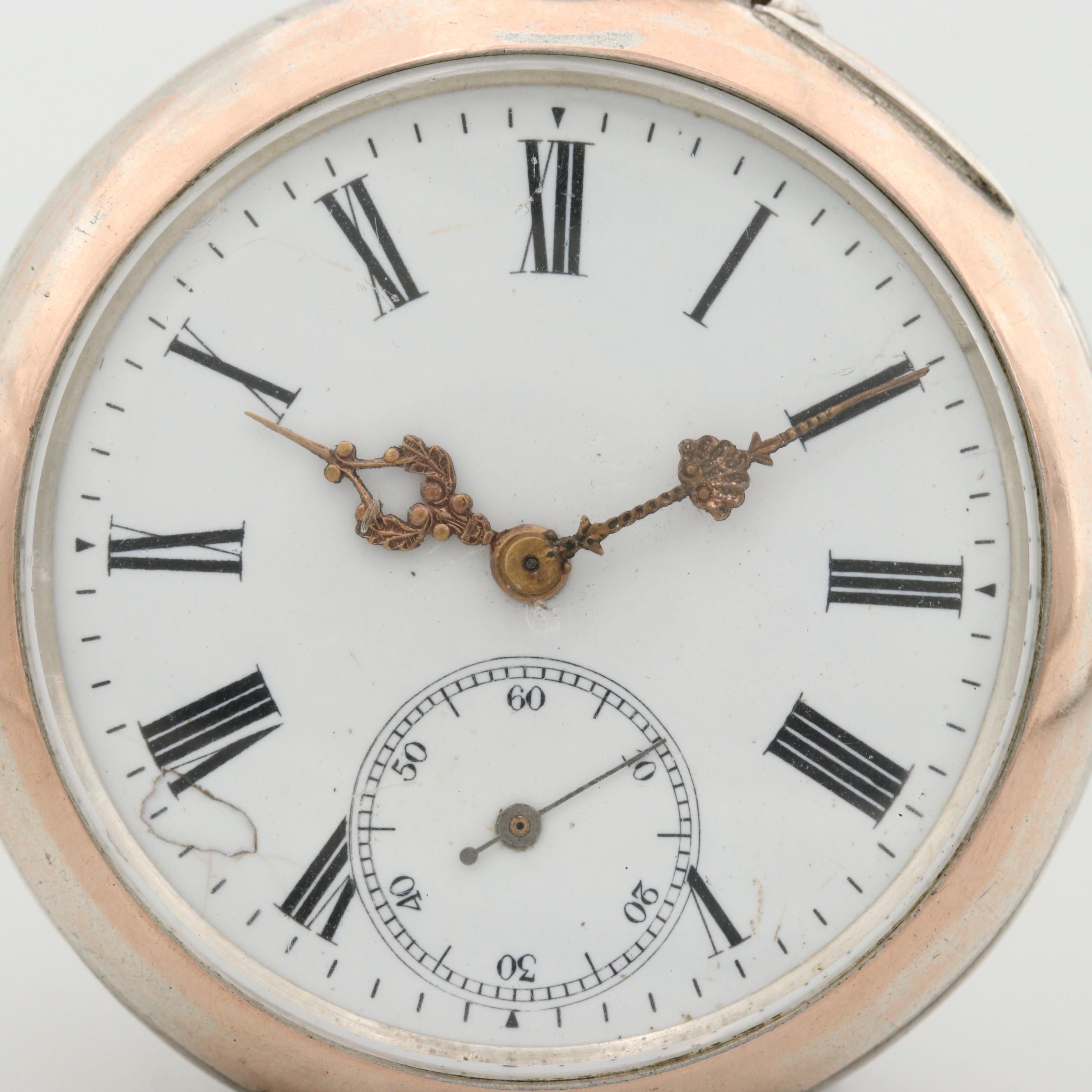 Antique Galonne Swiss 800 Silver Open Face Pocket Watch