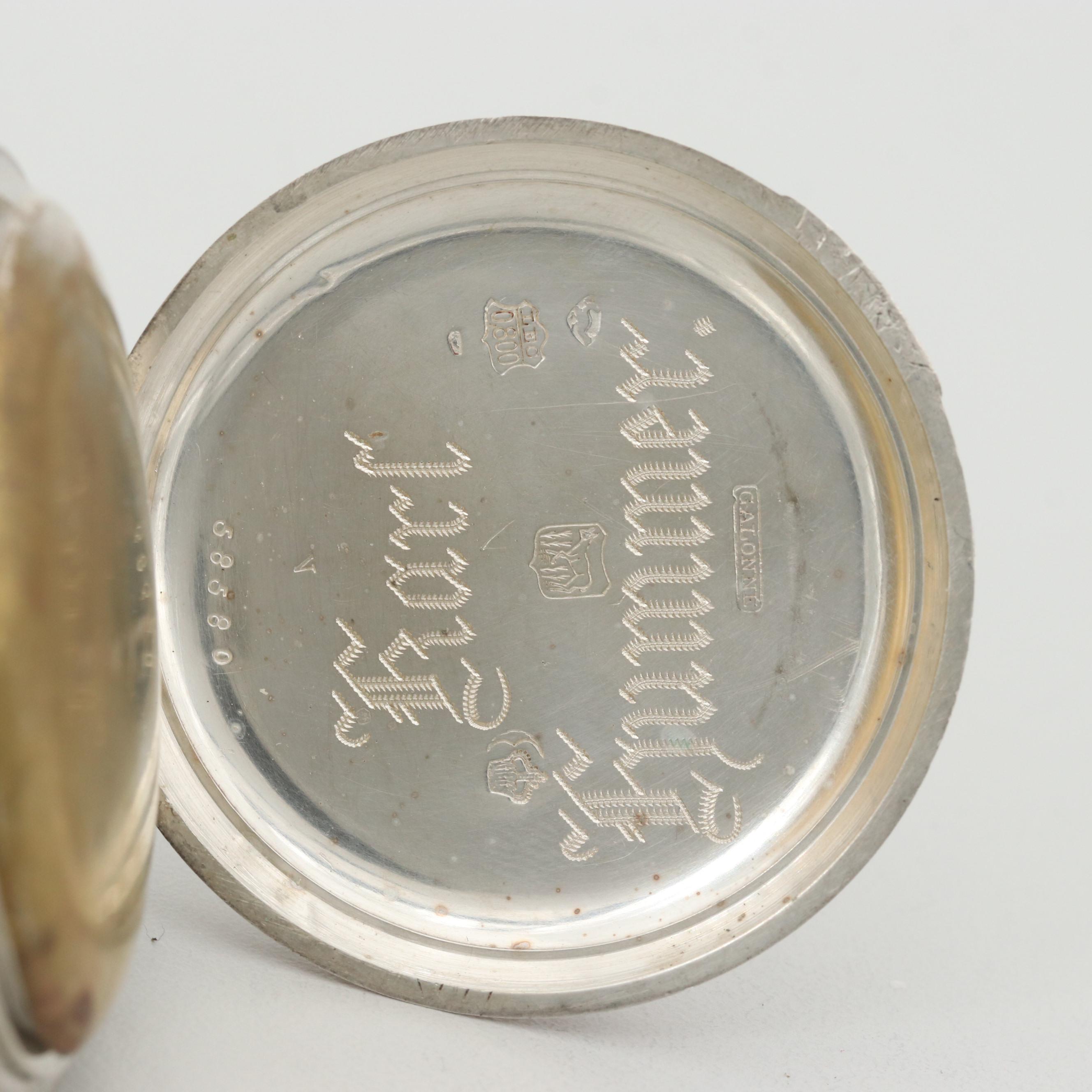 Antique Galonne Swiss 800 Silver Open Face Pocket Watch