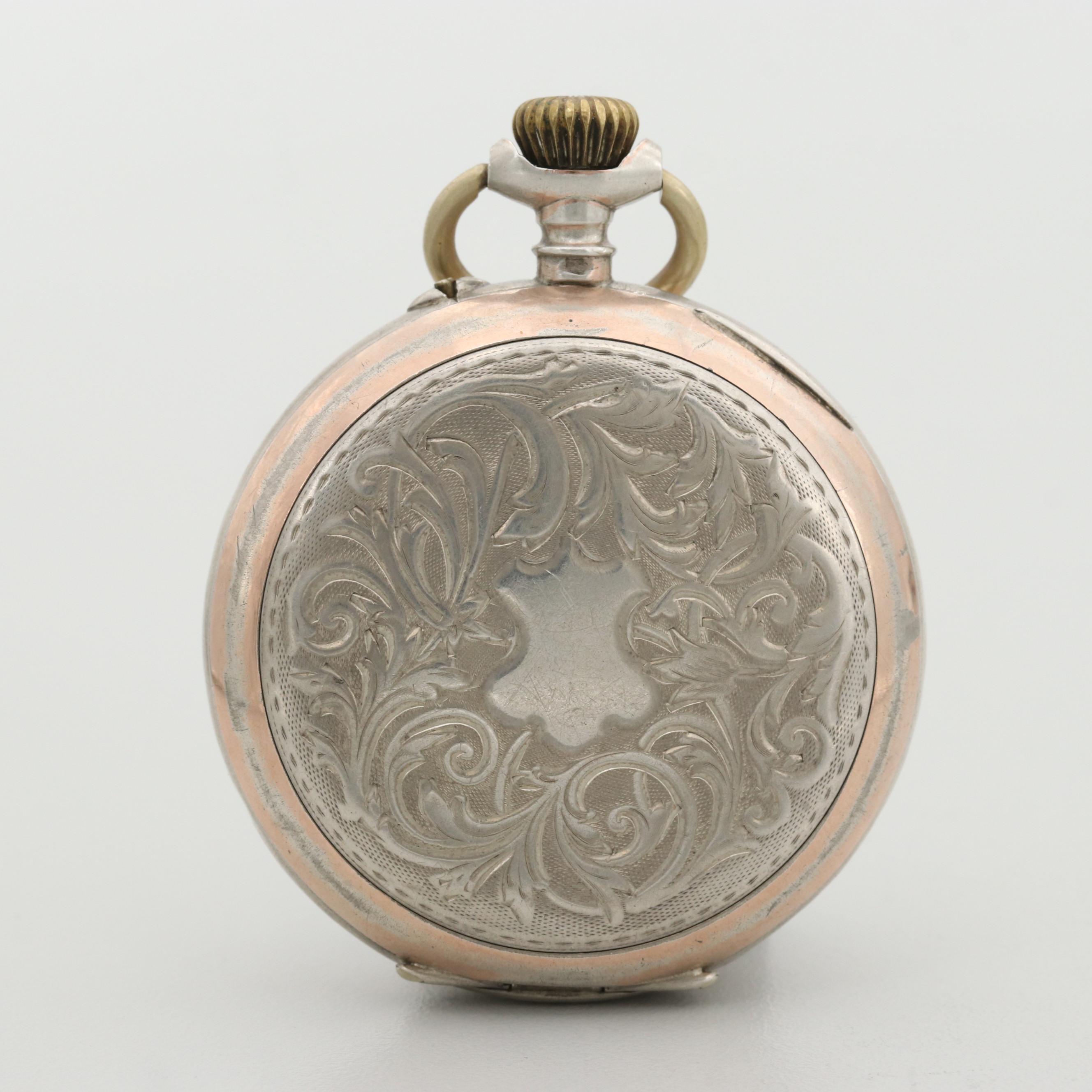 Antique Galonne Swiss 800 Silver Open Face Pocket Watch