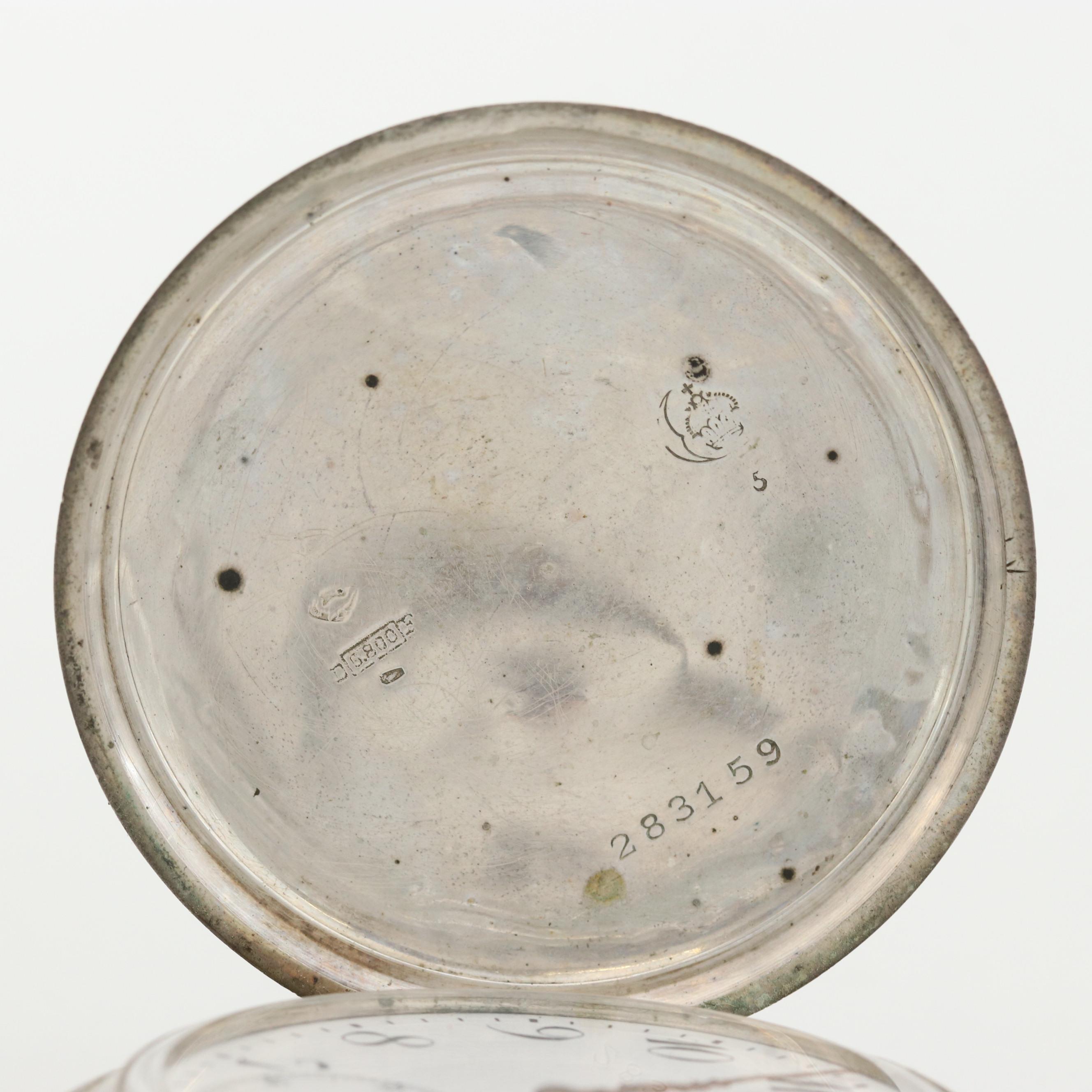 Vintage 800 Silver Swiss Hunting Case Pocket Watch