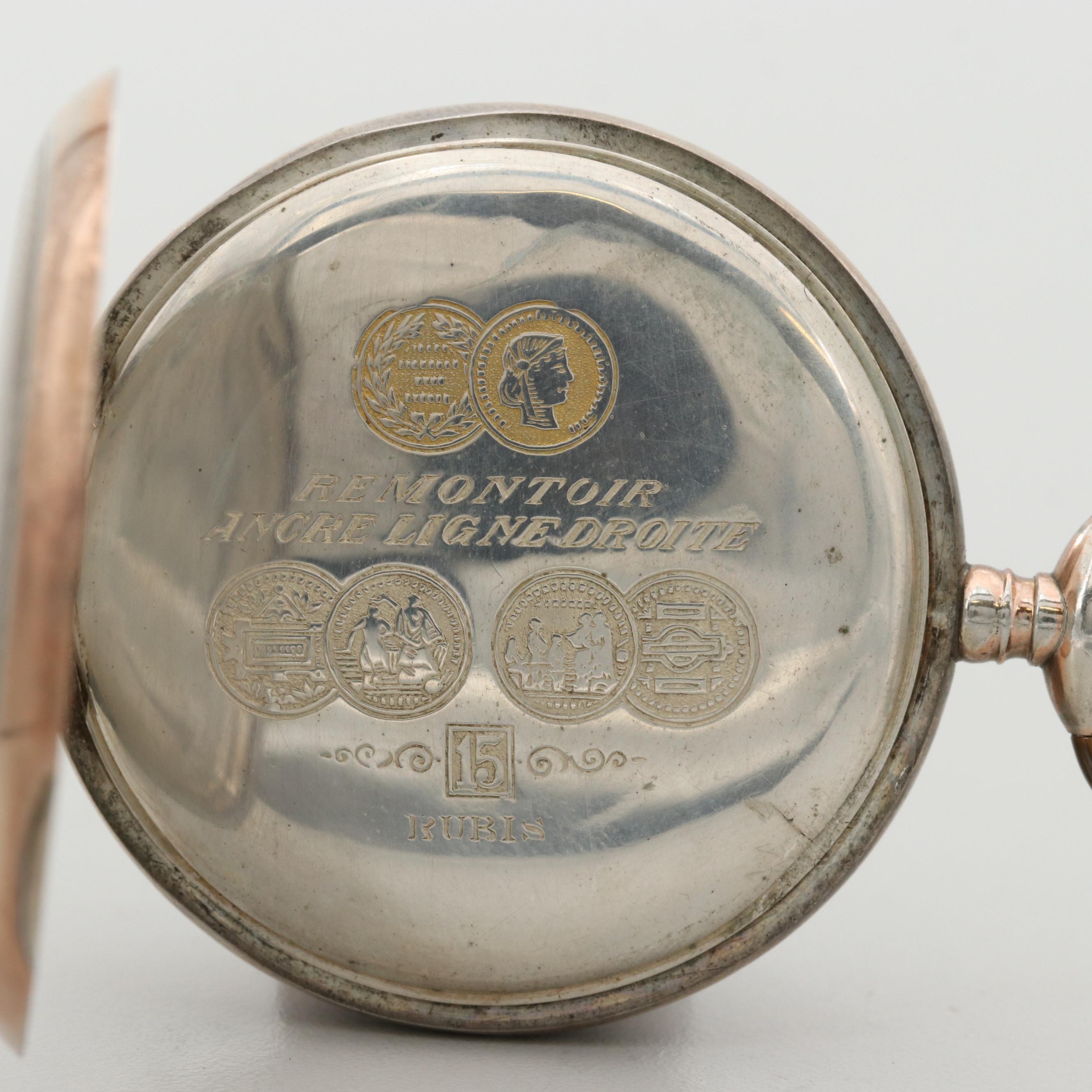 Vintage 800 Silver Swiss Hunting Case Pocket Watch