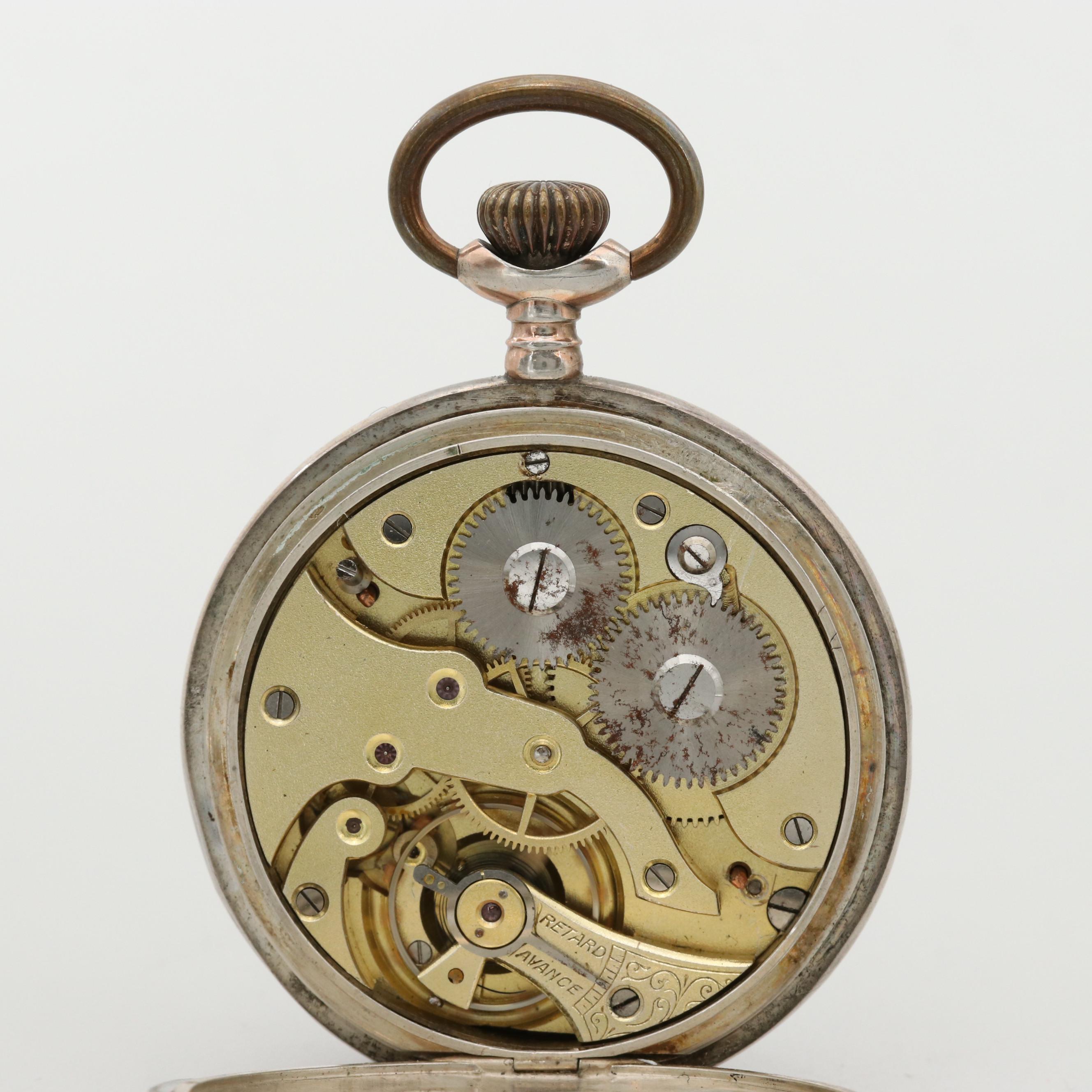 Vintage 800 Silver Swiss Hunting Case Pocket Watch