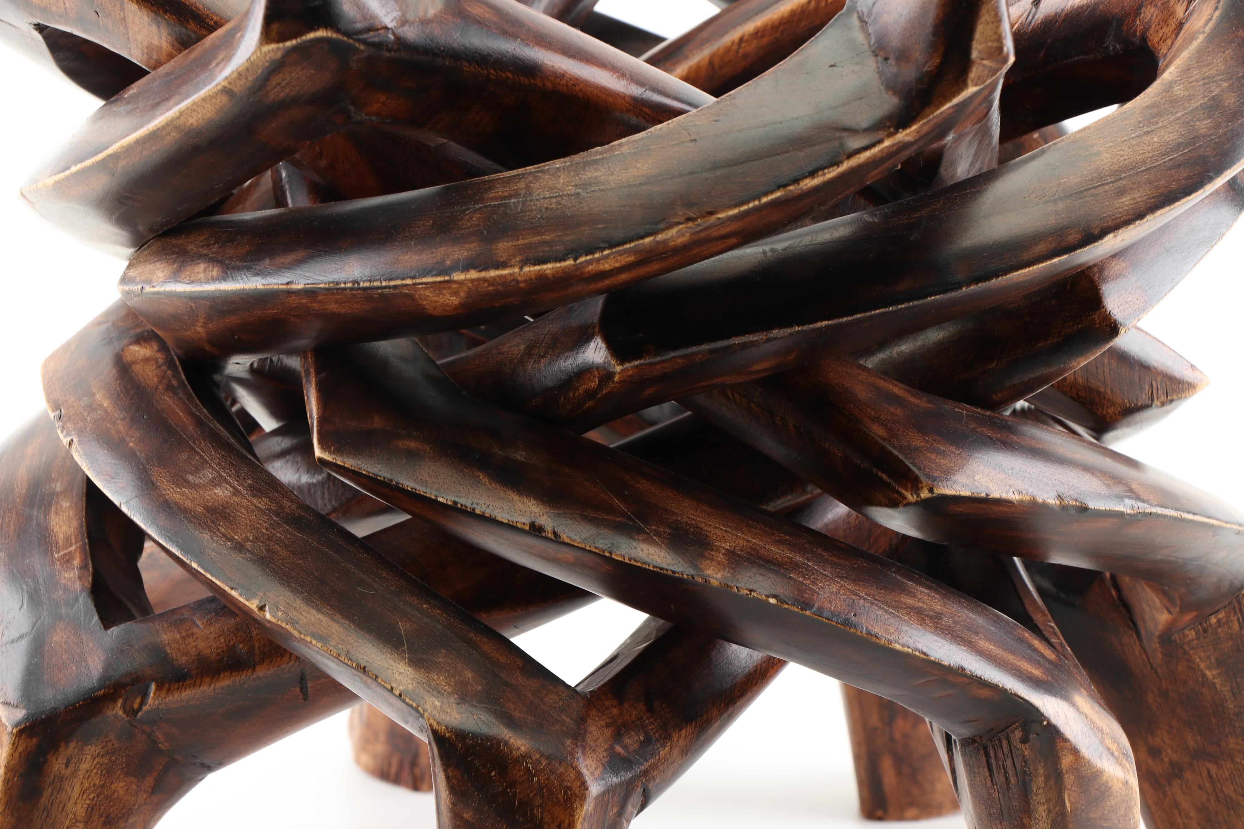 Hand Carved Seven-Headed "Abusua" Unity Wood Centerpiece