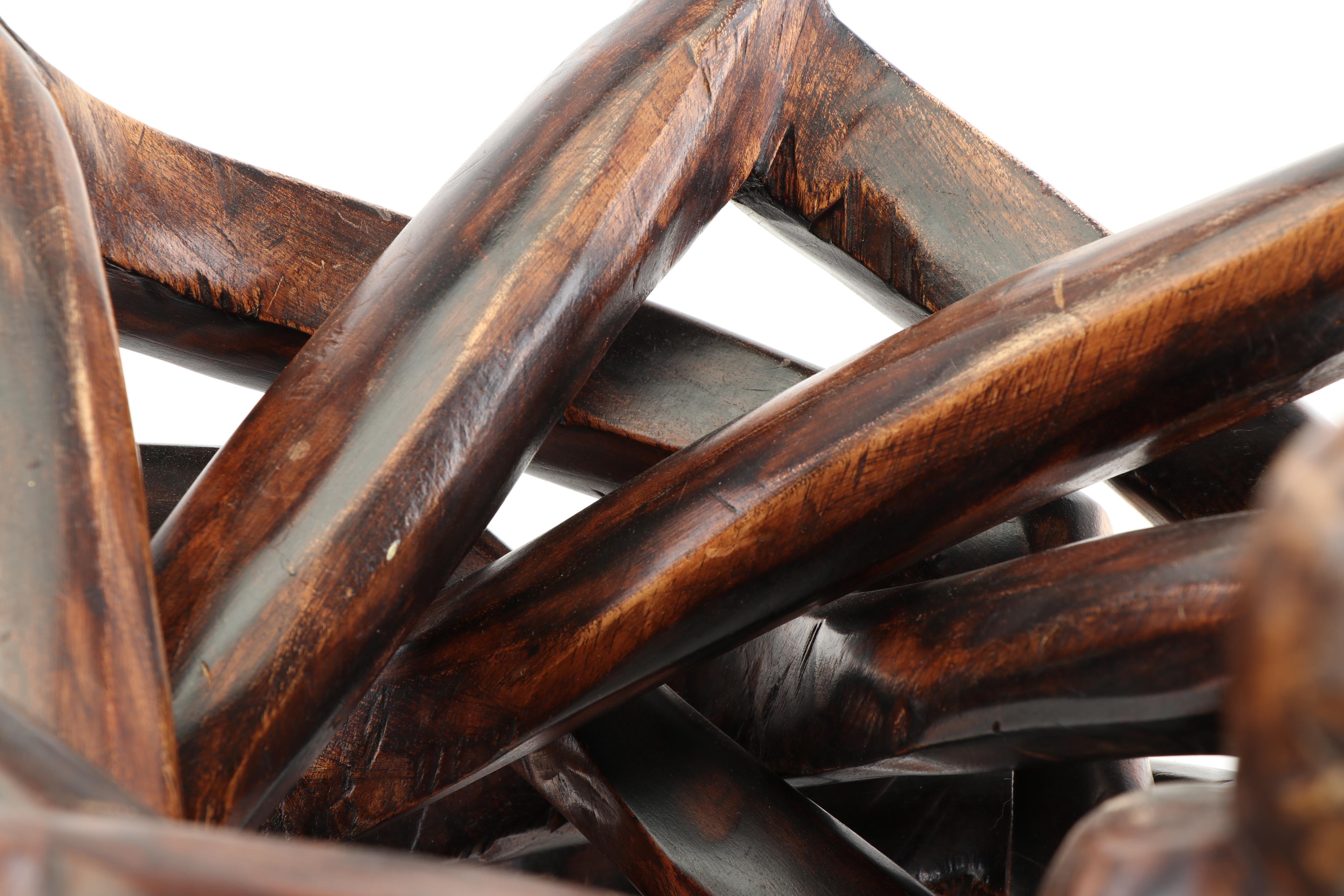 Hand Carved Seven-Headed "Abusua" Unity Wood Centerpiece