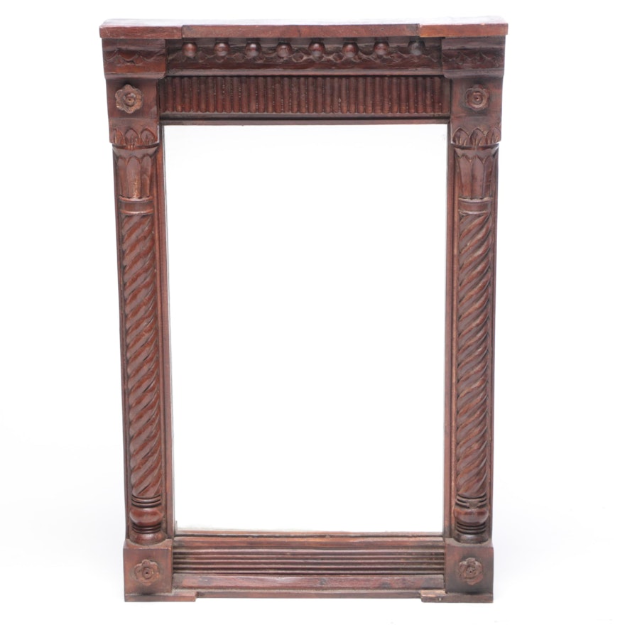 Federal Style Split Baluster Hardwood Wall Mirror, Vintage