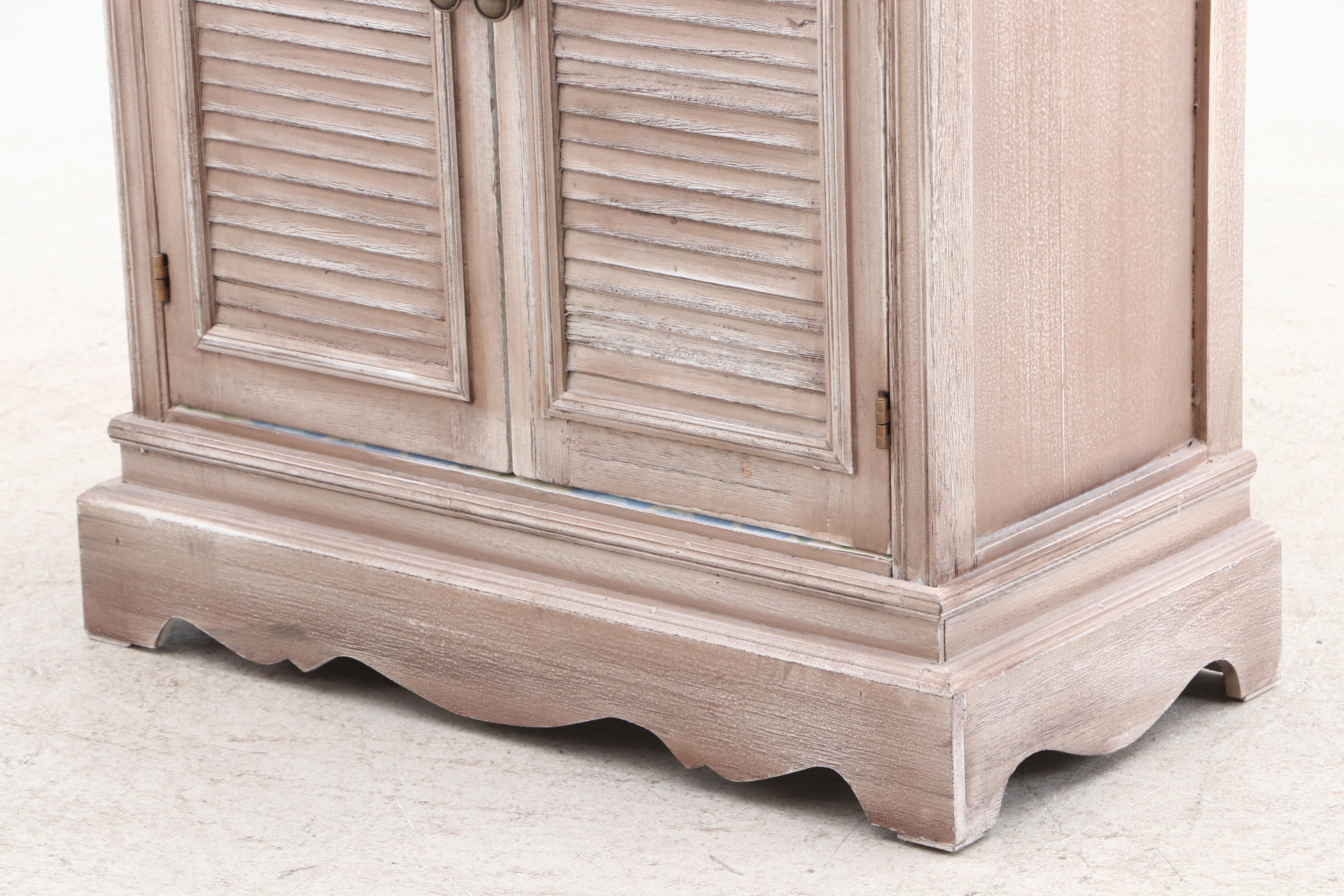 Hobby Lobby Distressed Finish Wood and Glass End Table, contemporary