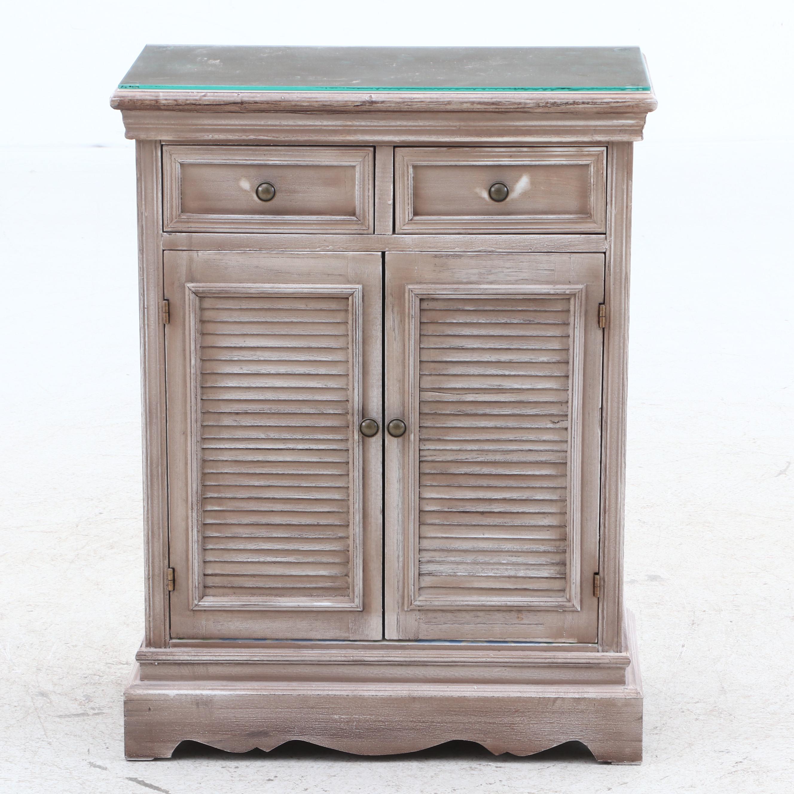 Hobby Lobby Distressed Finish Wood and Glass End Table, contemporary