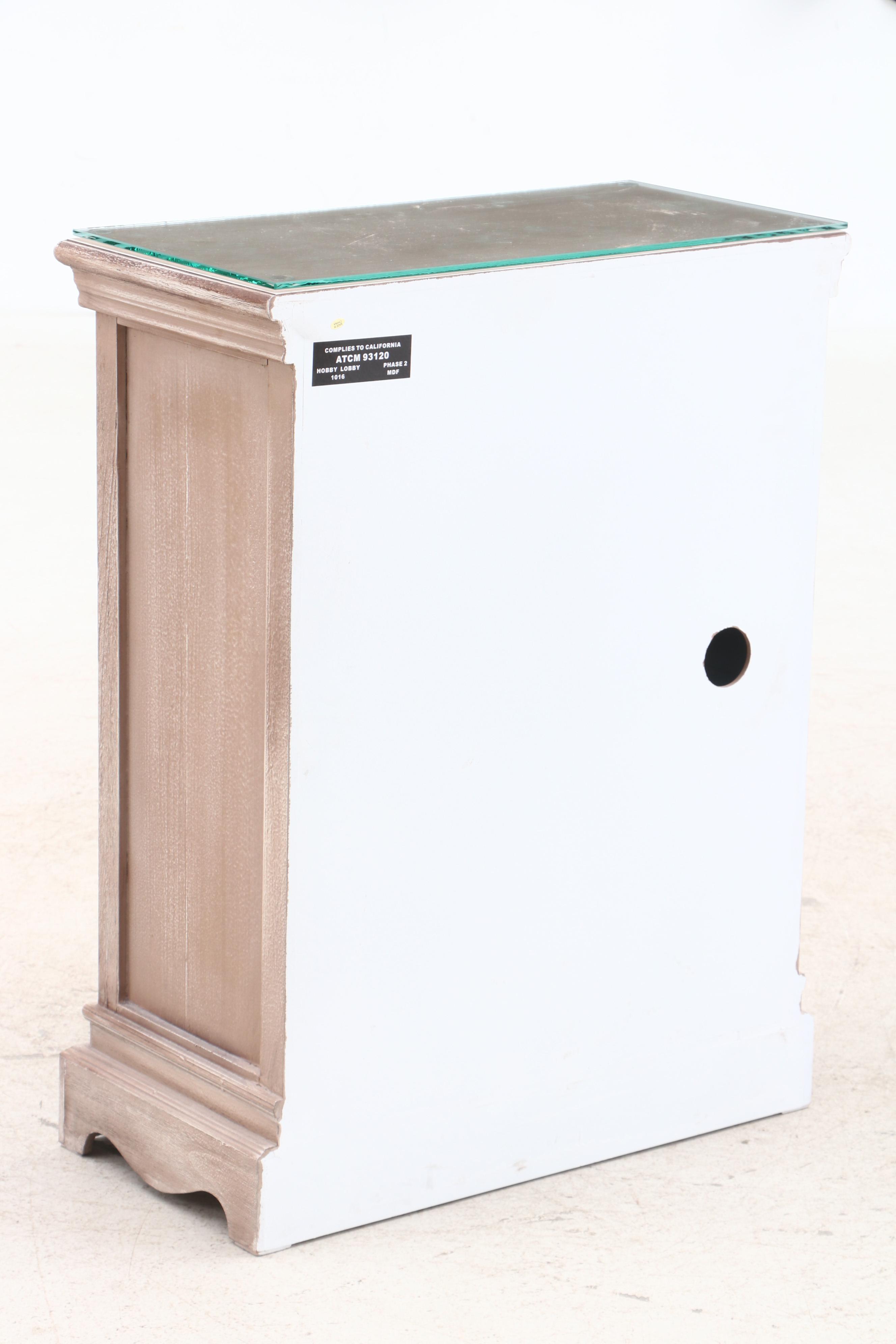 Hobby Lobby Distressed Finish Wood and Glass End Table, contemporary