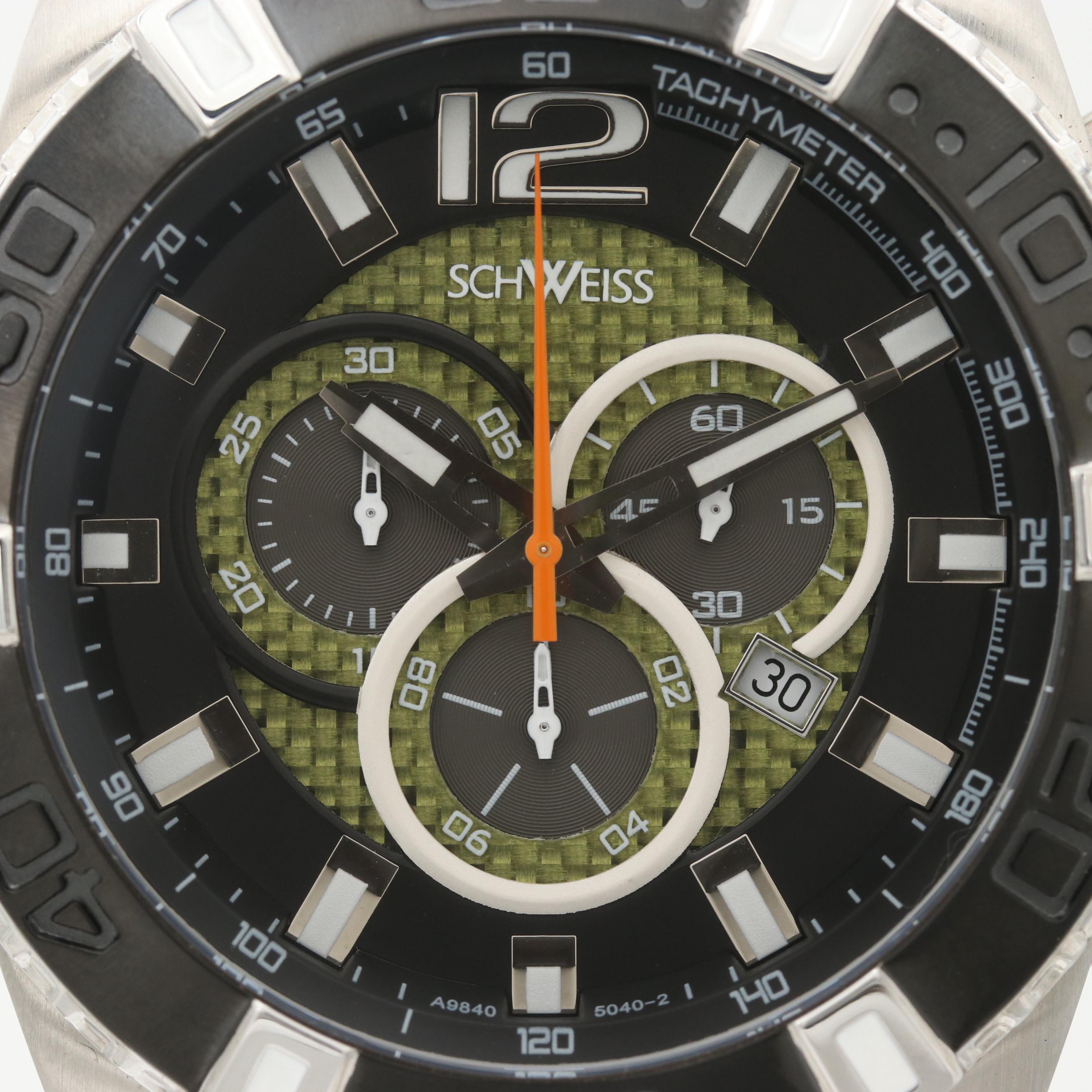 Schweiss Stainless Steel Chronograph Watch With Carbon Fiber Dial