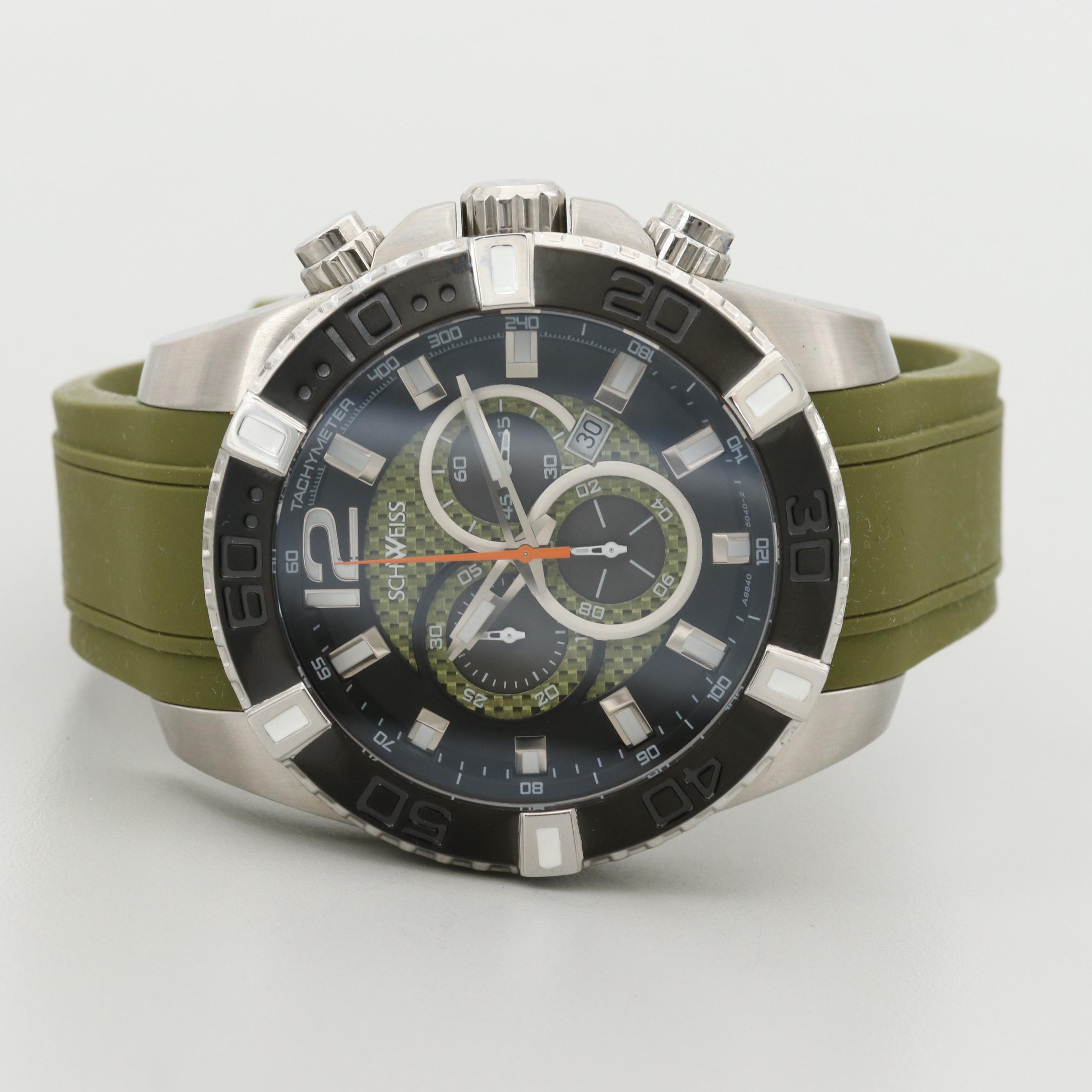 Schweiss Stainless Steel Chronograph Watch With Carbon Fiber Dial