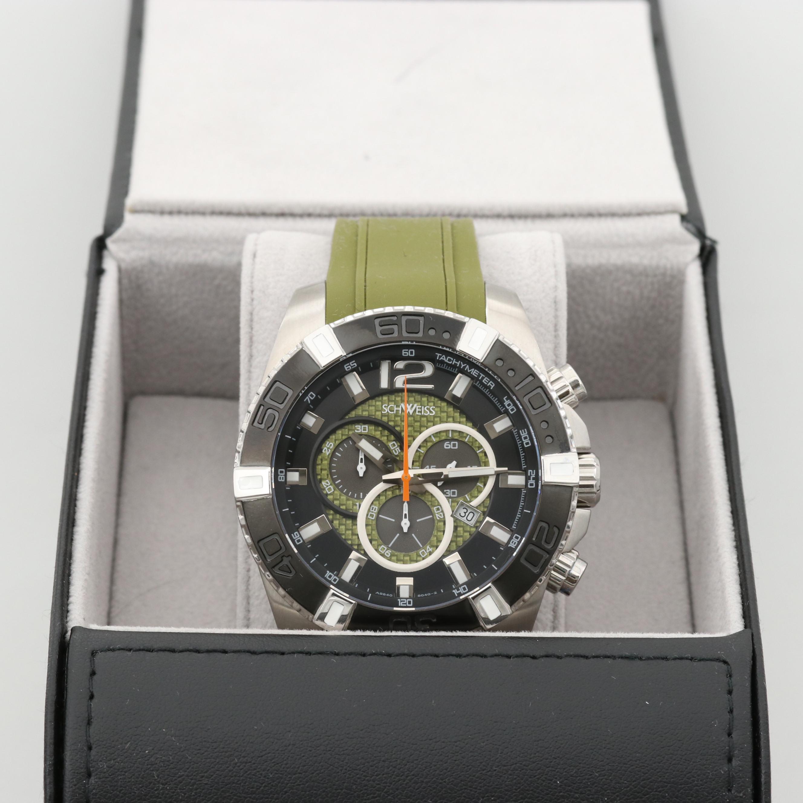 Schweiss Stainless Steel Chronograph Watch With Carbon Fiber Dial