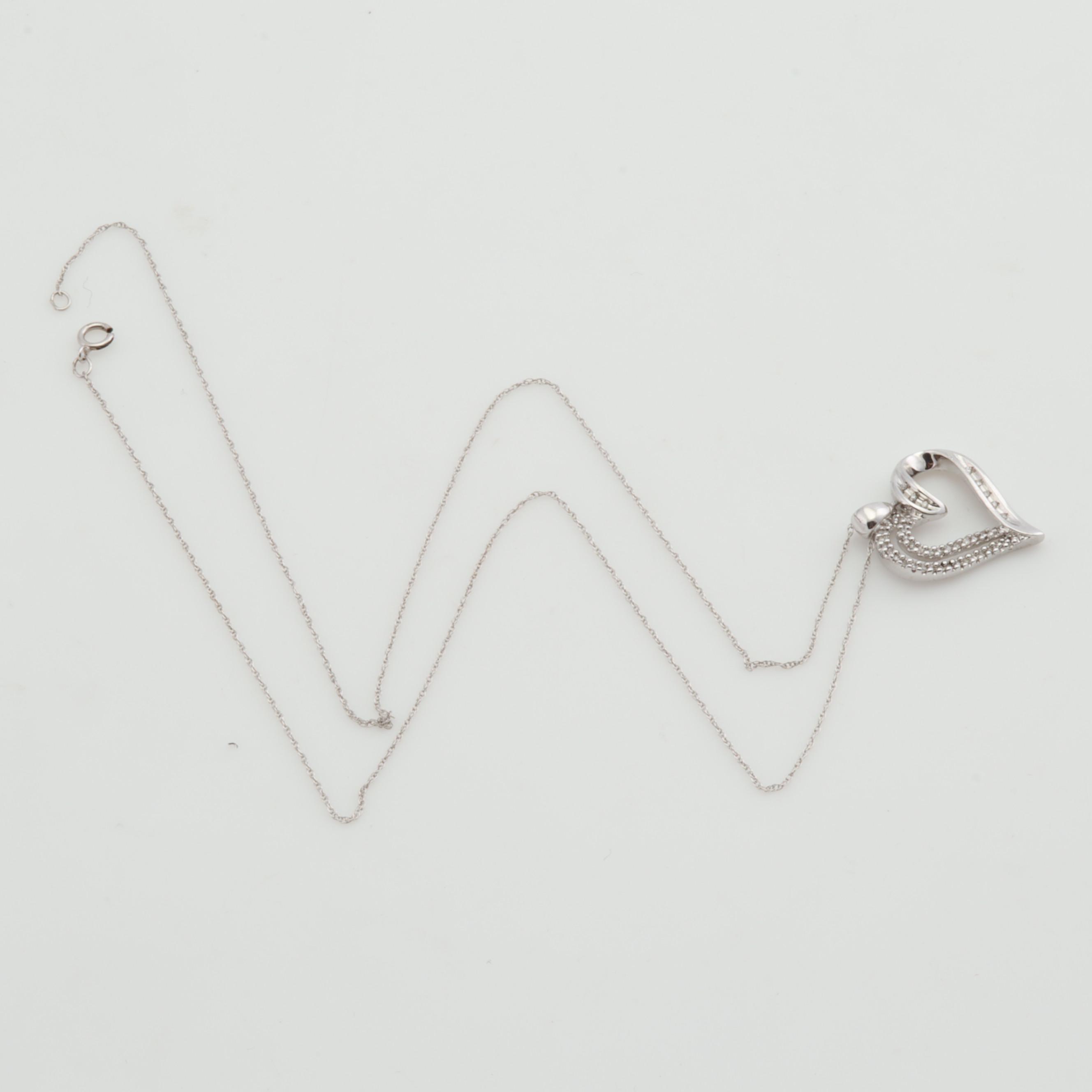 Sterling Silver Diamond Heart Pendant Necklace