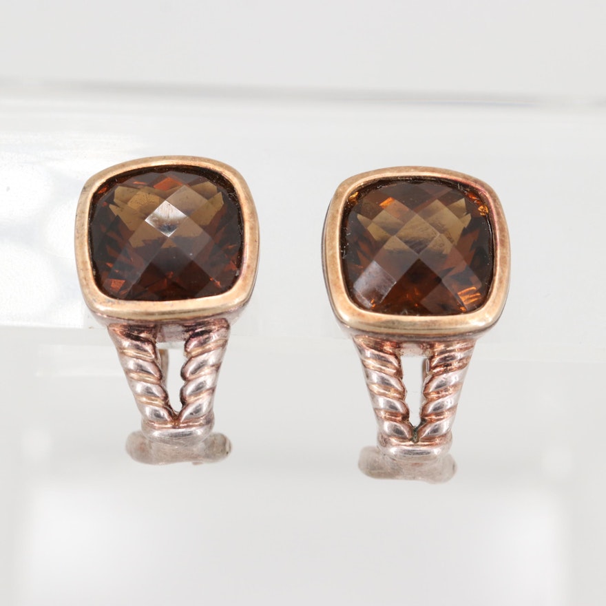 Lorenzo Sterling Silver with 18K Bezels Andalusite Stone Earrings