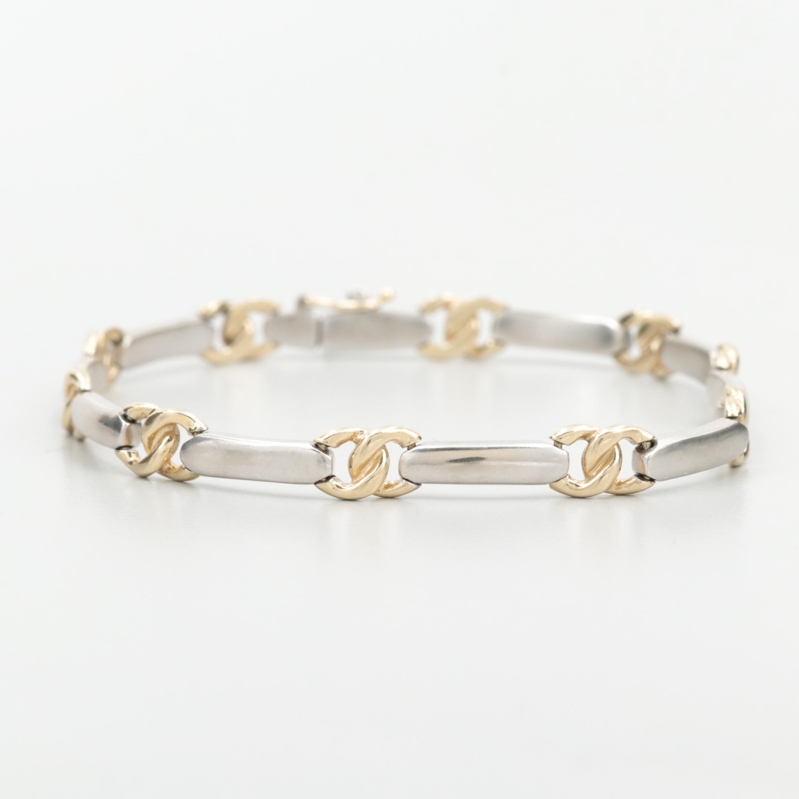 Cetas 14K White and Yellow Gold Link Bracelet