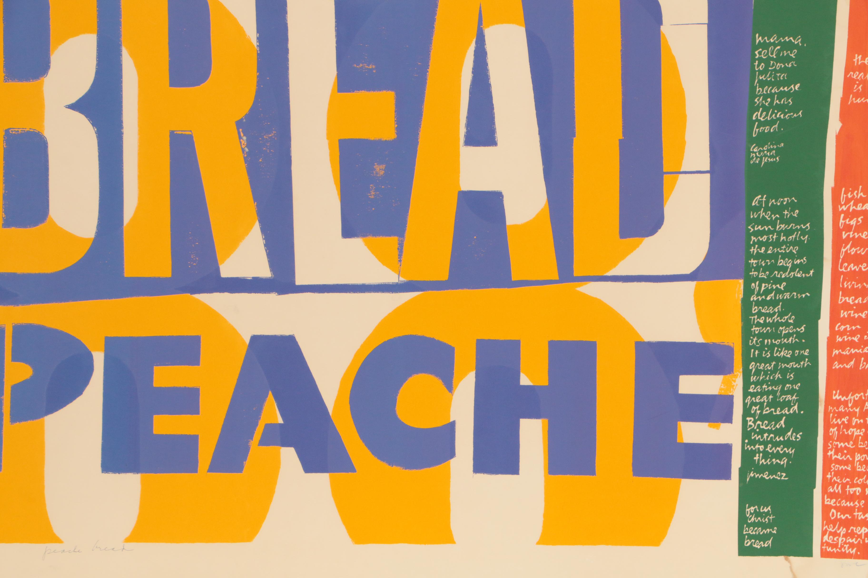 Sister Mary Corita Kent 1964 Serigraph "Peache Bread"
