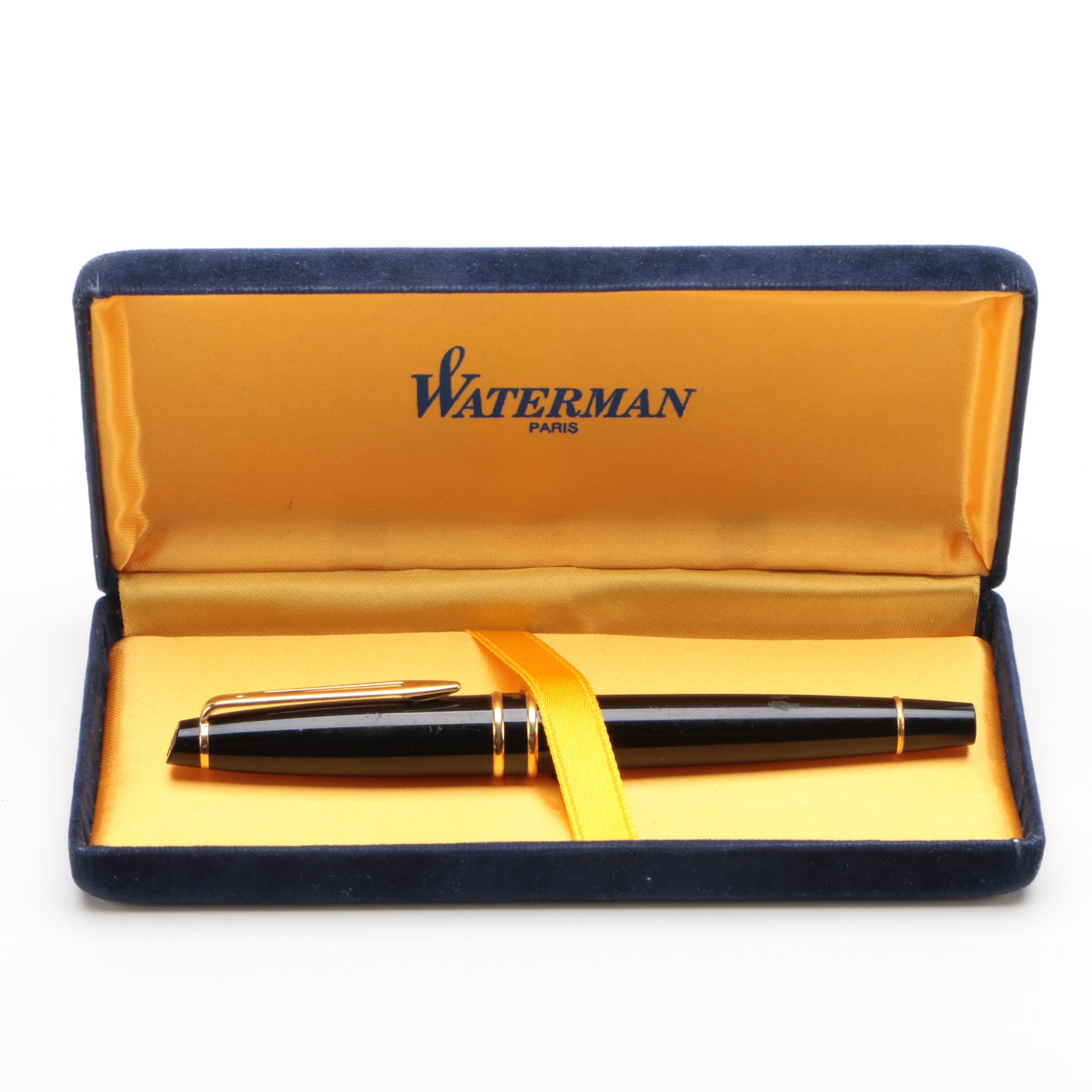 Waterman Ebony Laquer and Gold-Filled Trim Fountain Pen