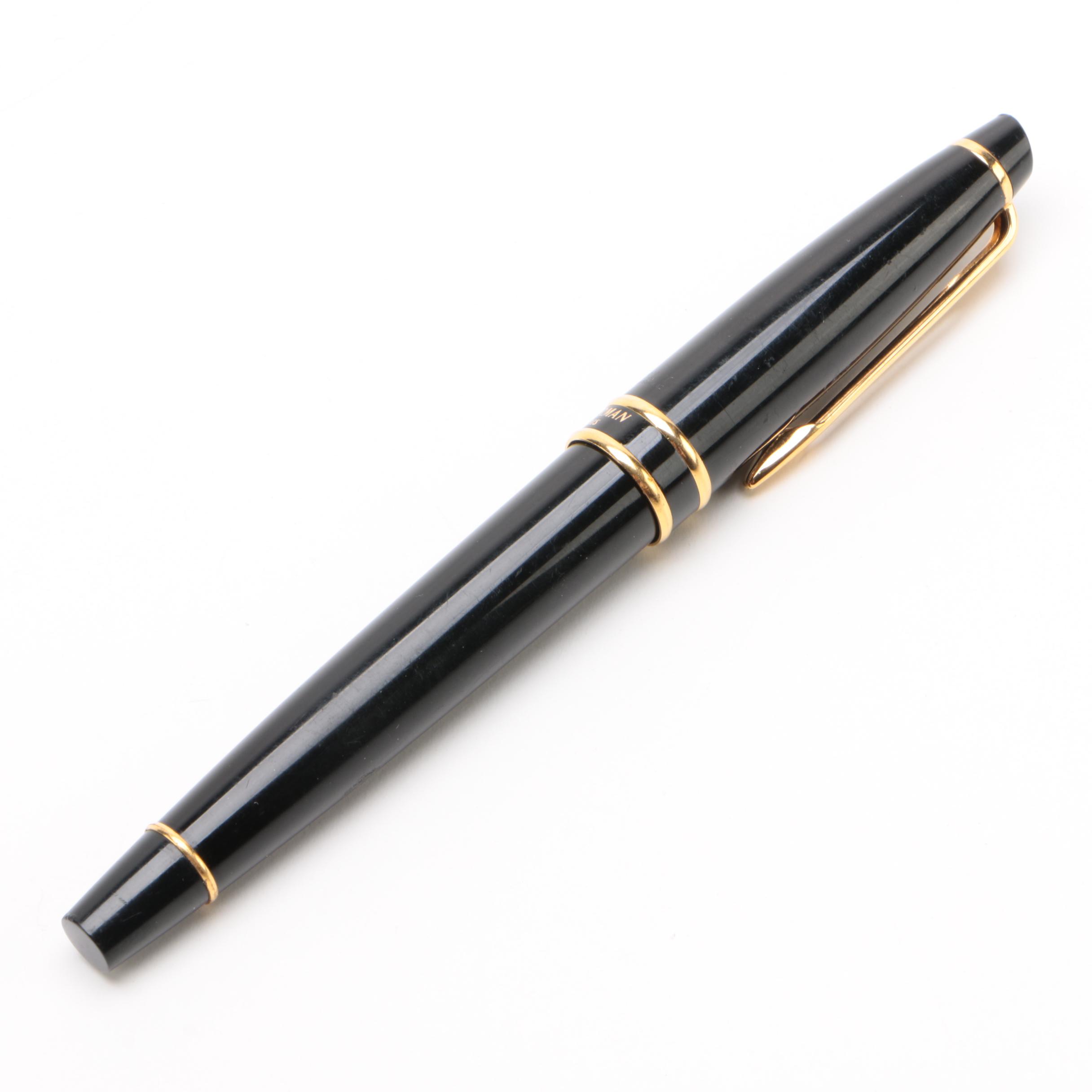 Waterman Ebony Laquer and Gold-Filled Trim Fountain Pen