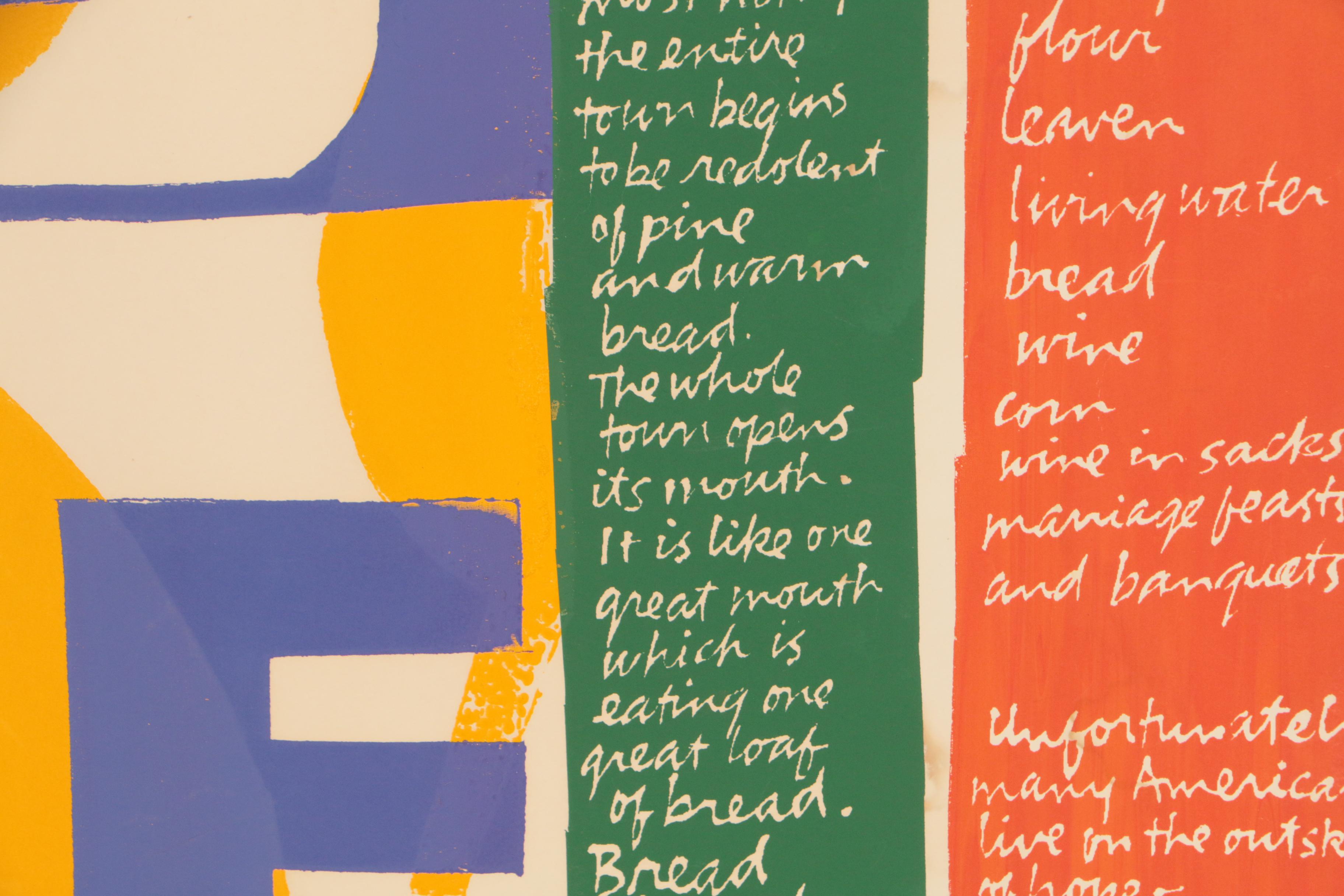 Sister Mary Corita Kent 1964 Serigraph "Peache Bread"