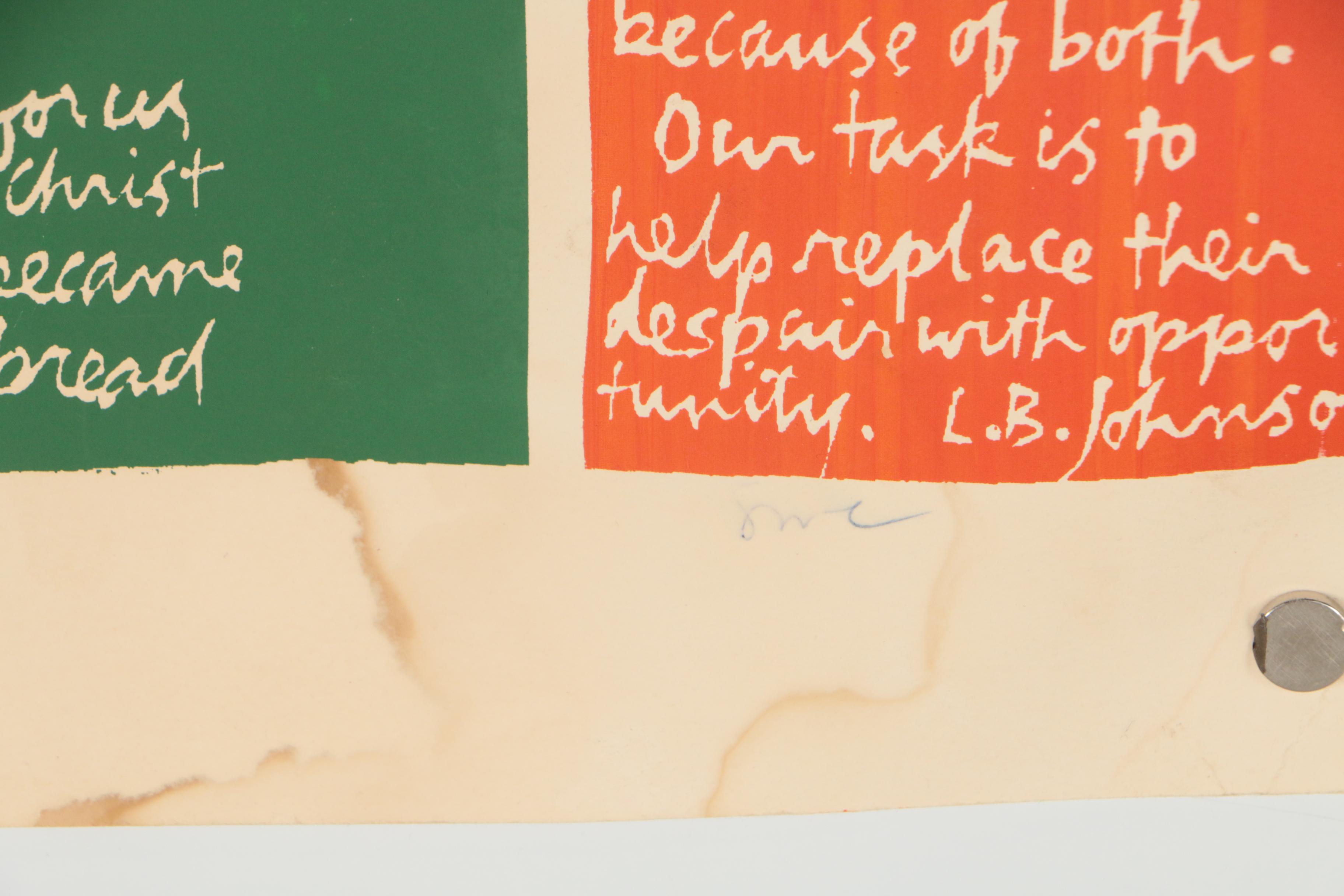 Sister Mary Corita Kent 1964 Serigraph "Peache Bread"