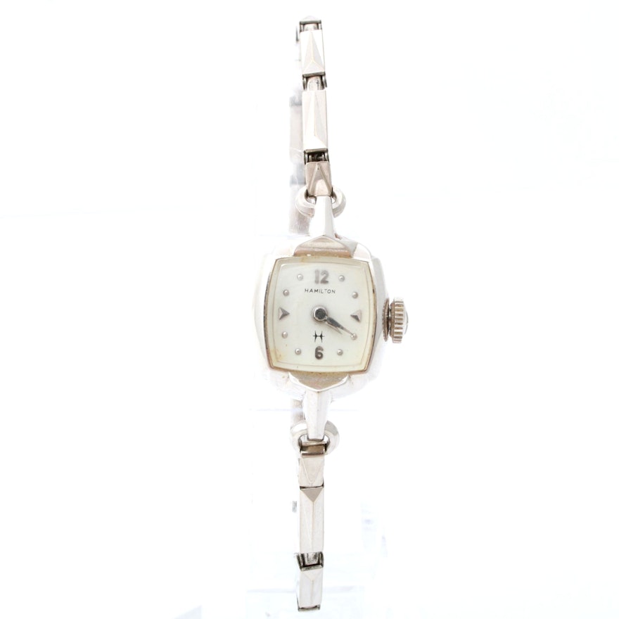 Hamilton 10K White Gold Plated Watch, Vintage