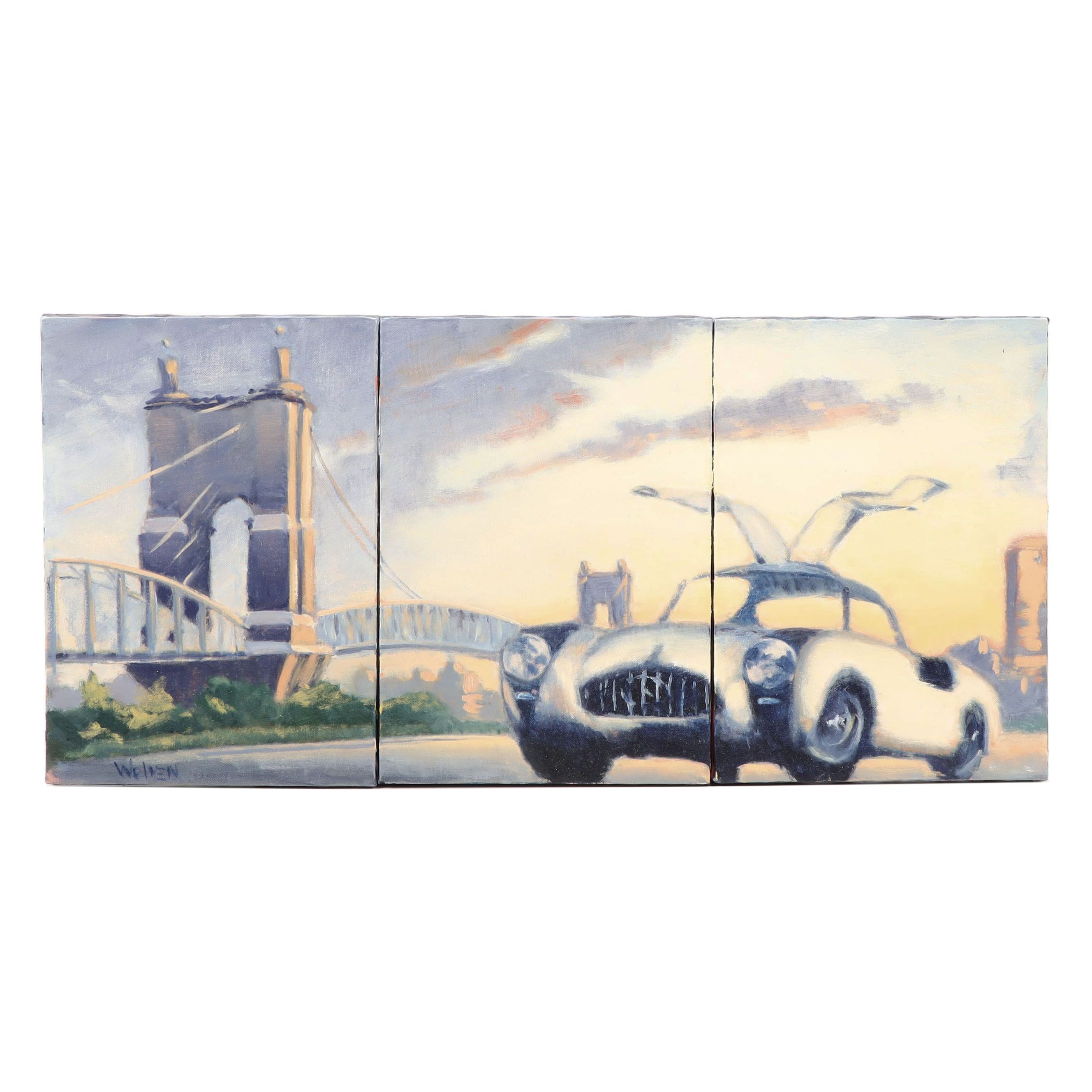 Paul Wolven Oil Painting of the John A. Roebling Suspension Bridge